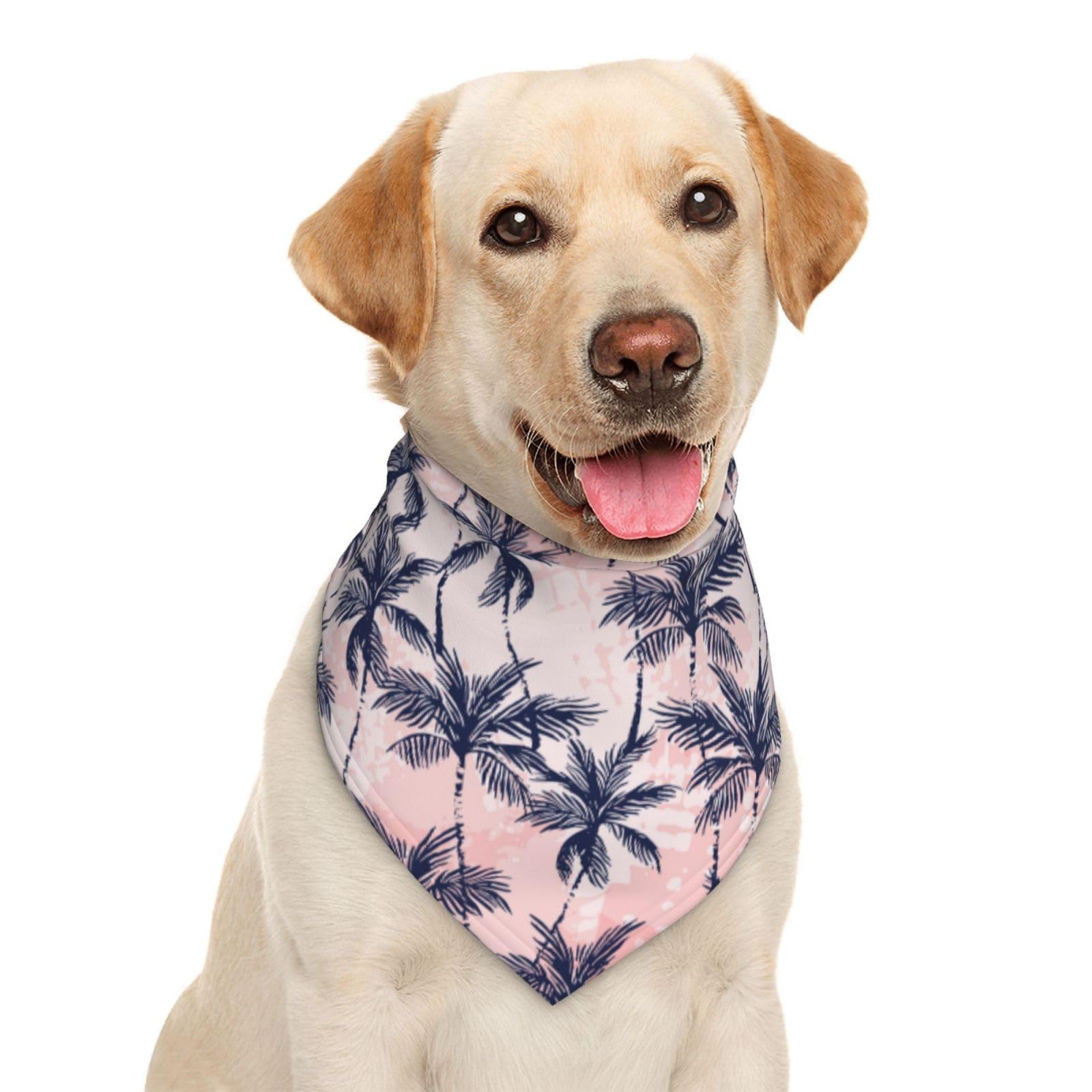 Tropics Palm Trees Summer Beach Pink Dog Bandana Scarf Triangle Bibs Pet Accessories Cat Kerchief