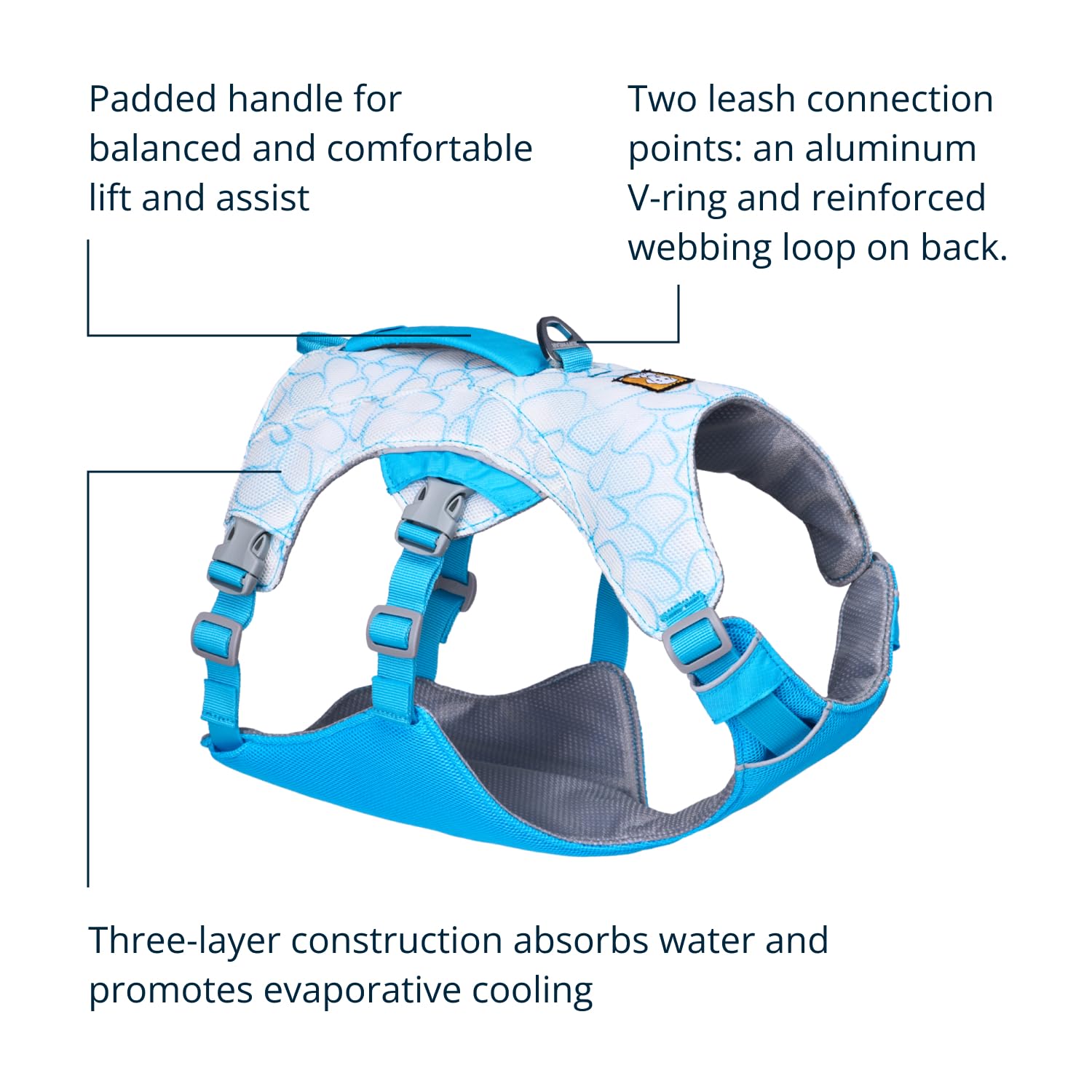 Ruffwear, Swamp Cooler Dog Harness, Lightweight With Evaporative Cooling For Hot Weather, Biolumin Blue, Medium