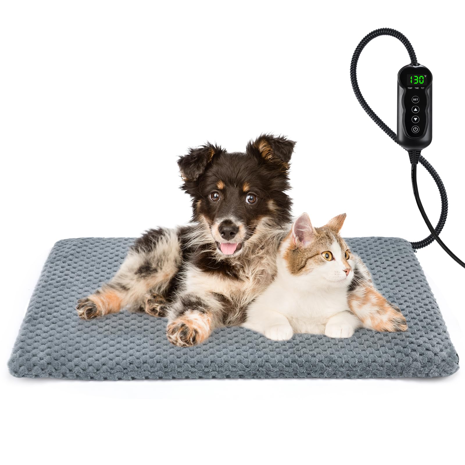 Invenho Pet Heating Pad For Cats & Dogs, Waterproof, Adjustable Temp With Timer, Electric Pad (L: 35 X 24)