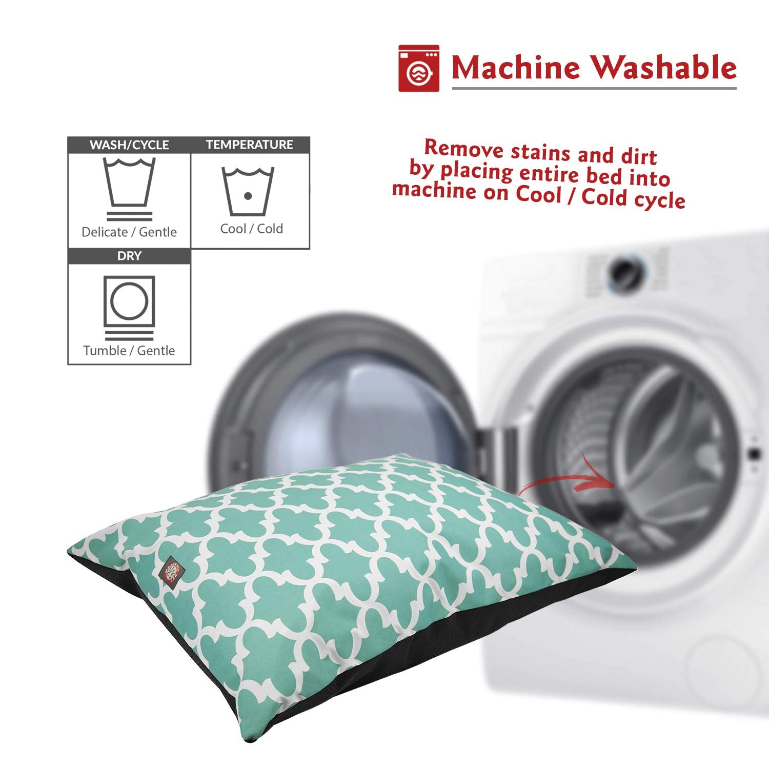 Majestic Pet Rectangle Large Dog Bed - Washable Non Slip Comfy - Super Value Pillow - Dog Kennel Bed For Sleeping - 46 X 35 Inch