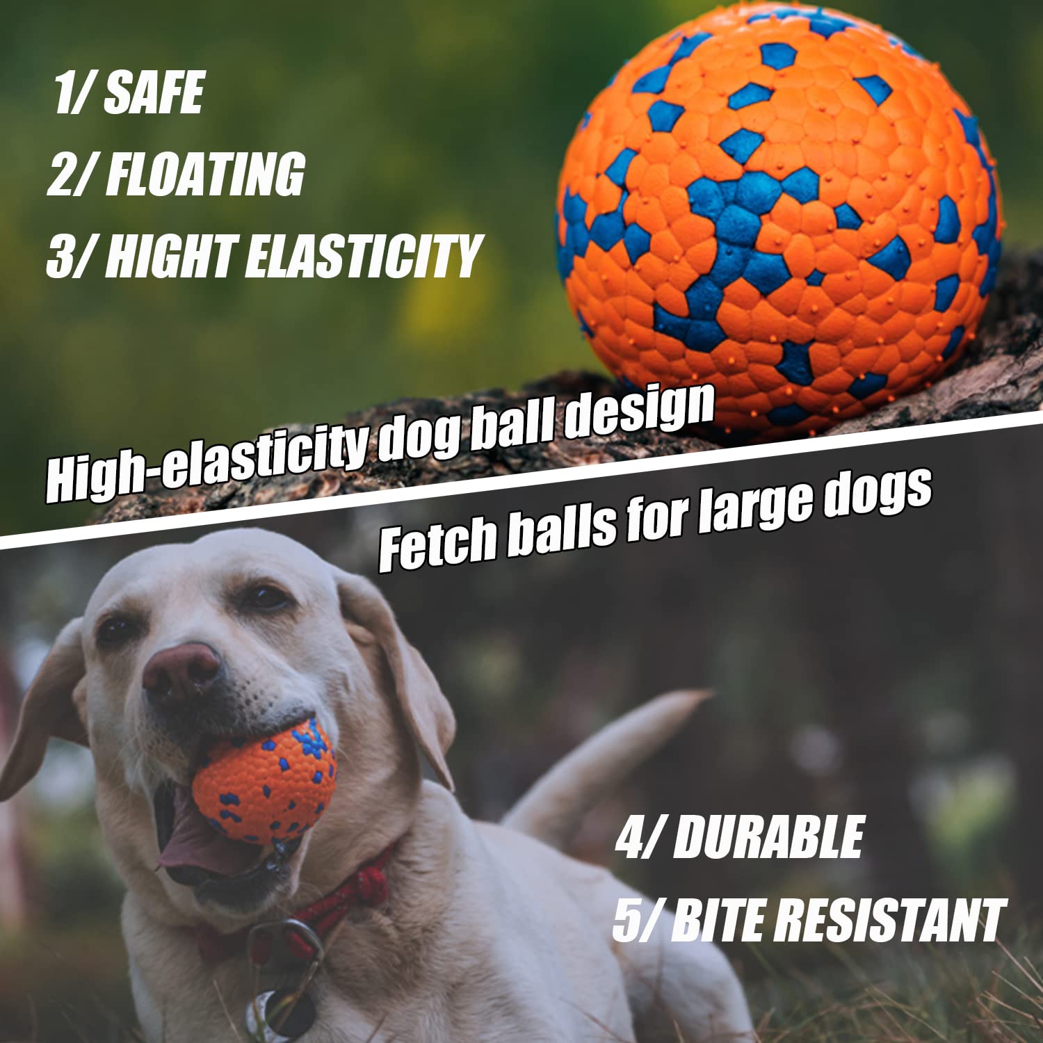Dlder Dog Balls Toys For Aggressive Chewers,Indestructible Floating Bouncy Balls For Dogs,Lightweight Dog Chew Balls,Fetch Balls For Large&Medium Dogs