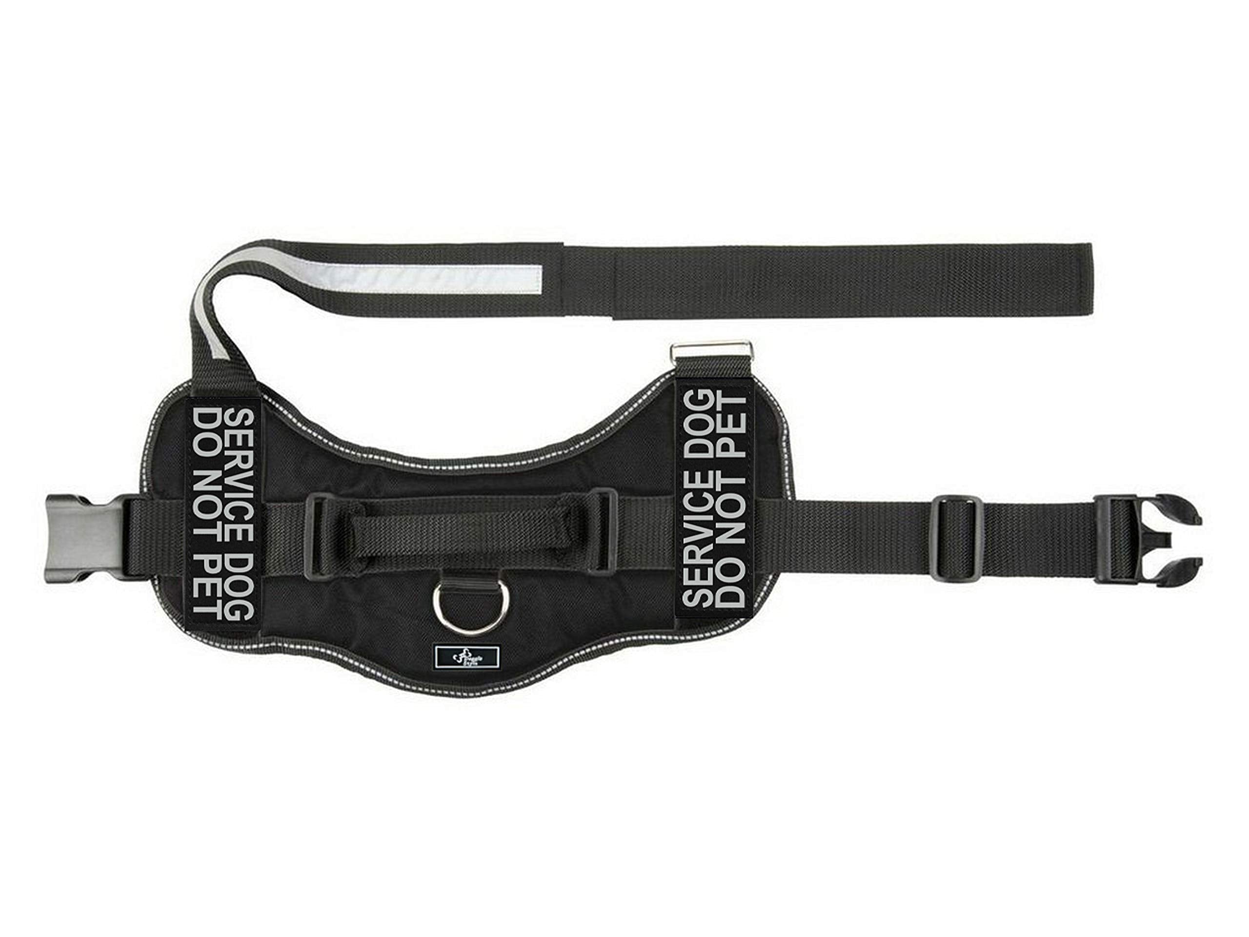 Doggie Stylz Service Dog Harness Vest Comes With 2 Reflective Service Dog Do Not Pet Removable Patches. Please Measure Dog Before Ordering (Girth 19-25', Black)