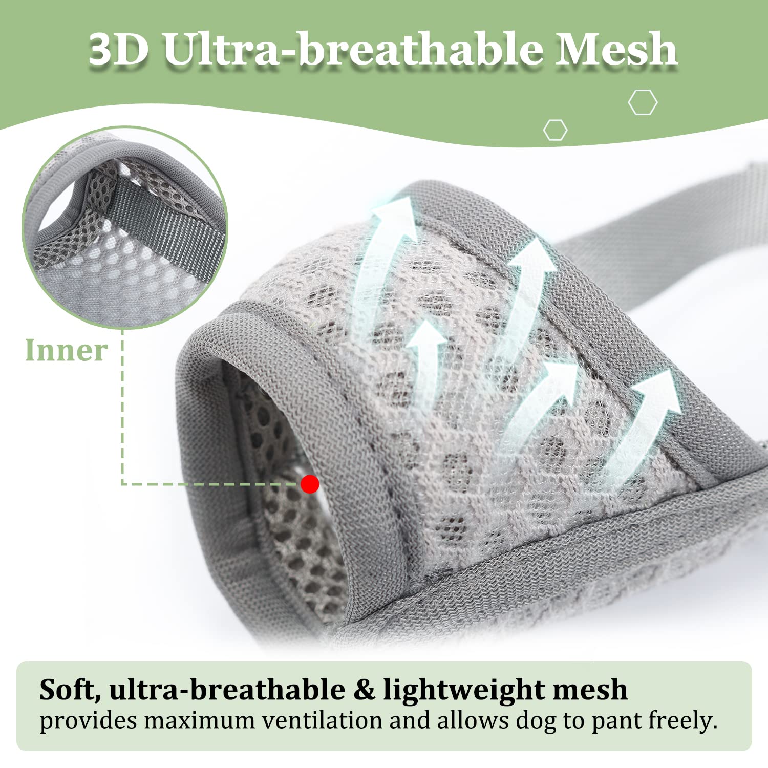 Dog Muzzle, Soft Mesh Muzzle For Small Medium Large Dogs Chihuahua Poodles Beagle Dachshund Corgis Labrador Golden, Puppy Muzzle For Biting Chewing Grooming, Allows Panting Drinking (Grey, Xl)