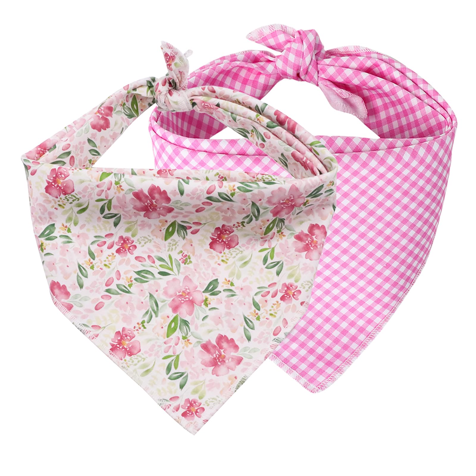 Lionet Paws Spring Dog Bandanas 2 Pack,Pink Washable Dog Triangle Bibs Scarf Dog Kerchief,Adjustable Flower Holiday Scarves For 
