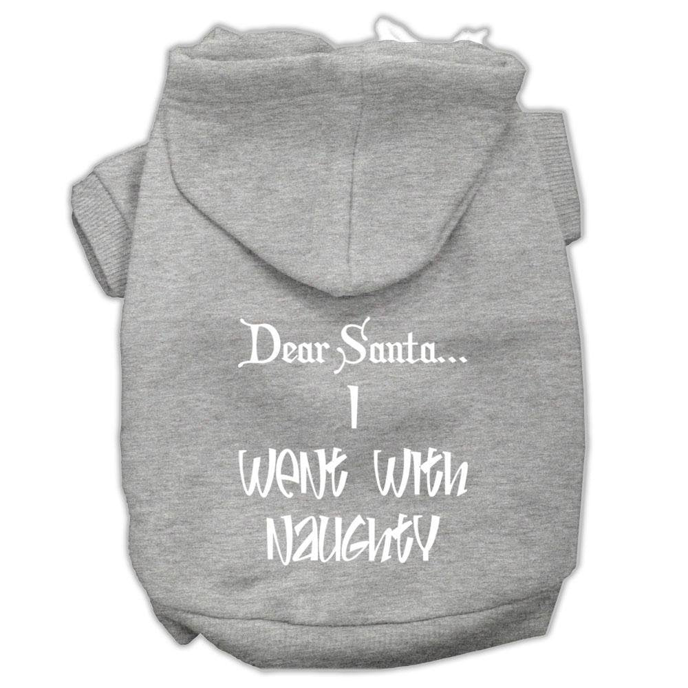 Christmas Pet Dog & Cat Hoodie Screen Printed, Dear Santa, I Went with Naughty Gray LG (10-14 lbs.)