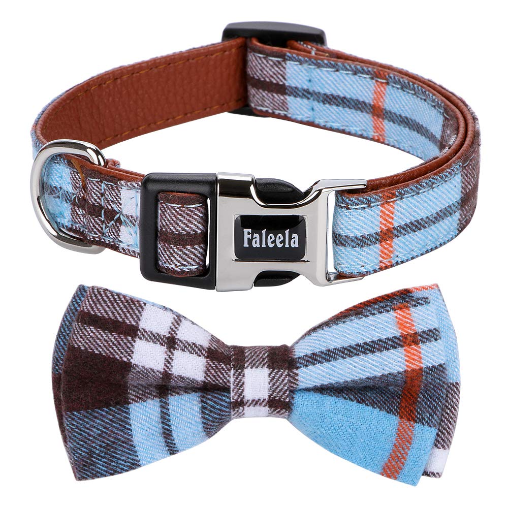 Faleela Soft &Comfy Bowtie Dog Collar,Detachable And Adjustable Bow Tie Collar,For Small Medium Large Pet (M, Blue)