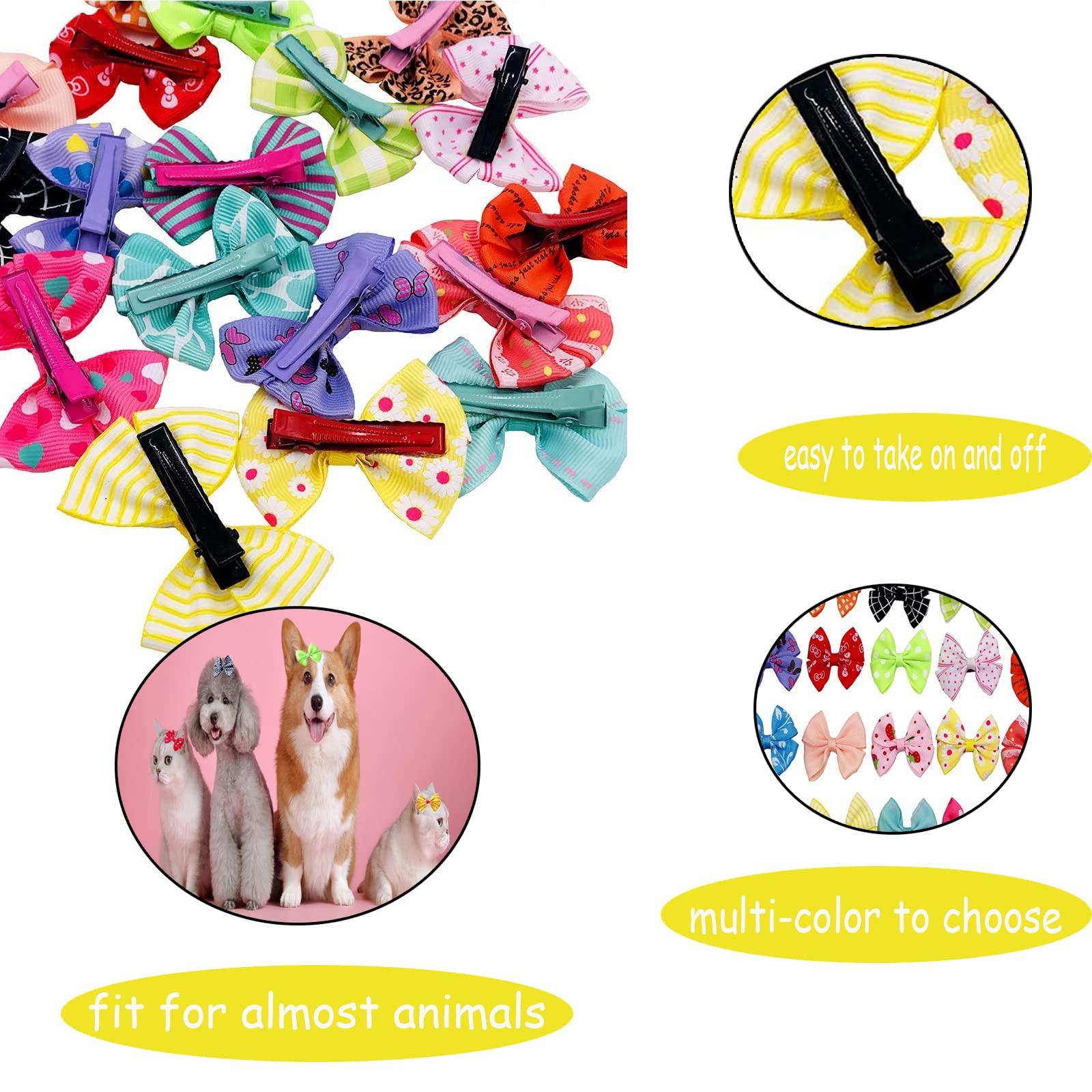 Pet Show 20Pcs Dog Hair Bows With Alligator Clips For Small Medium Dogs Bowknot Hair Clips Cat Puppy Yorkshire Grooming Hair Accessories Assorted