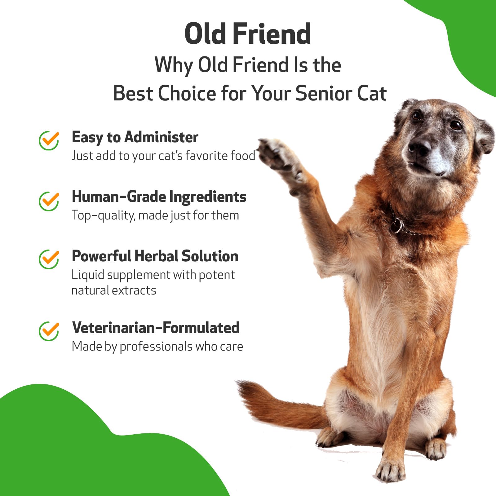 Pet Wellbeing Old Friend for Senior Dogs & Cats- Supports Immune System Health, Joint Mobility, Healthy Energy Levels, Alfalfa,