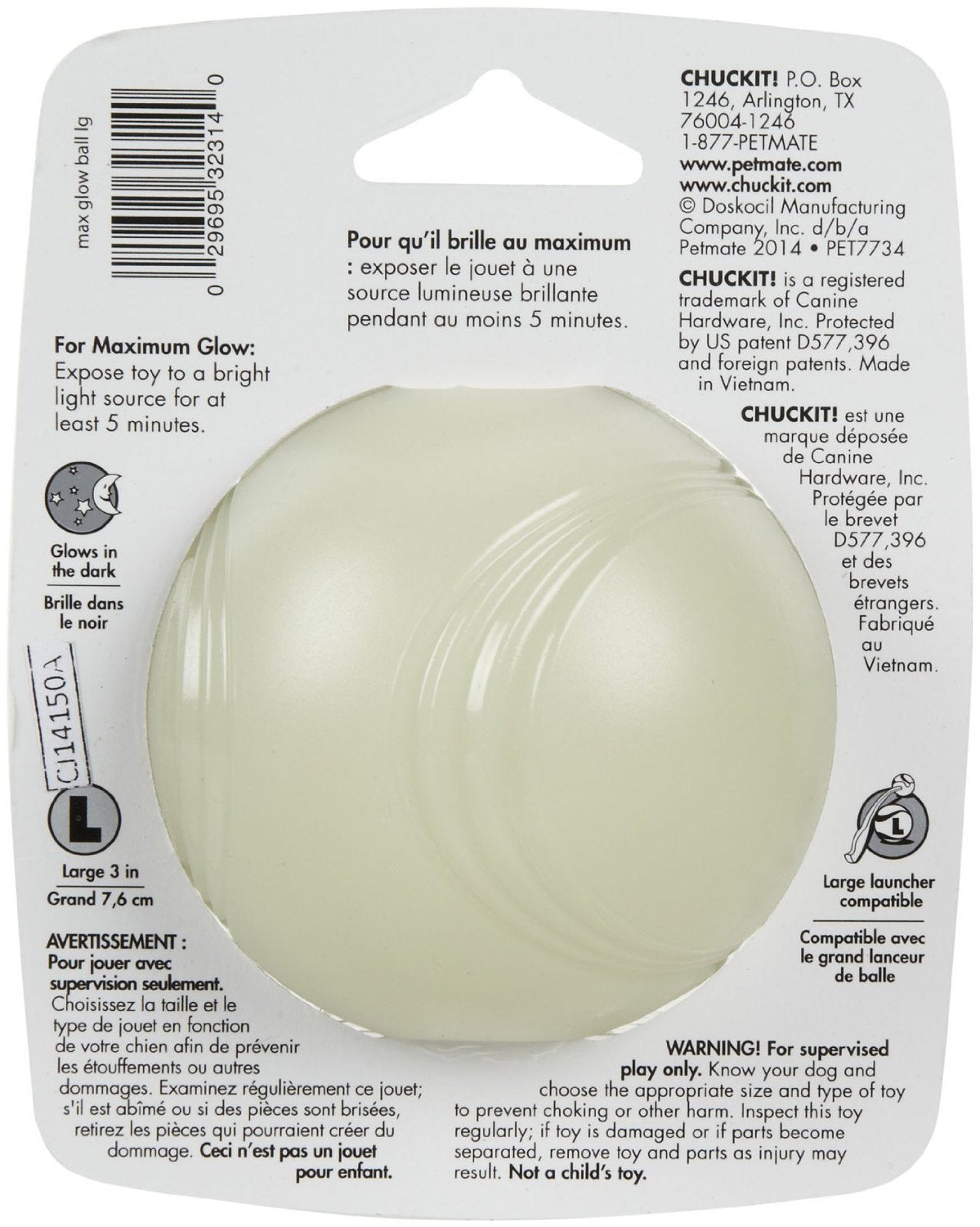 Chuckit! Max Glow Ball Large Ball - 3' Diameter (1 Pack) - Pack Of 3
