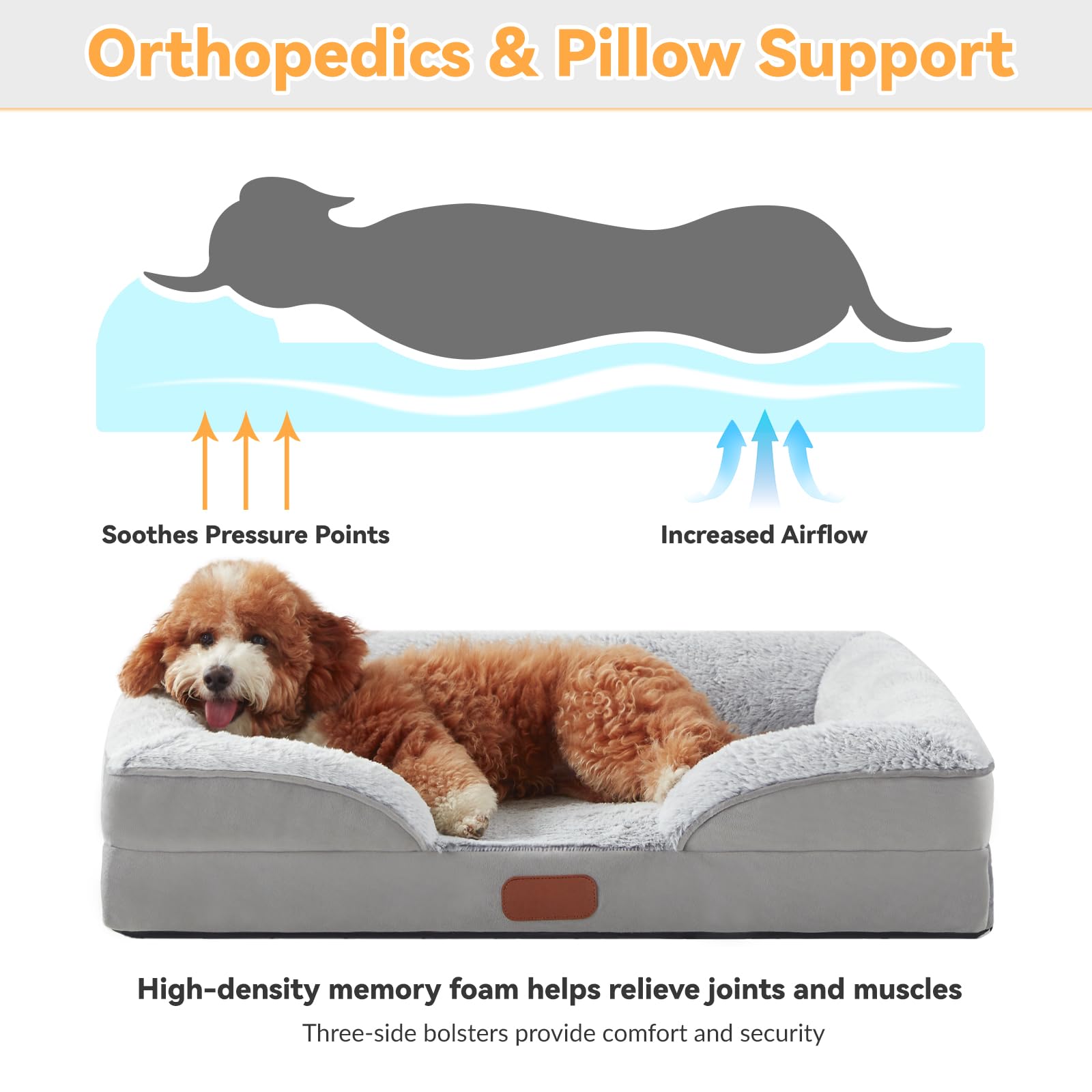 Dokdogs Orthopedic Dog Bed For Small Dogs Waterproof Memory Foam Puppy Pet Bed With Sides Nonskid Bottom Dog Couch Beds With Was