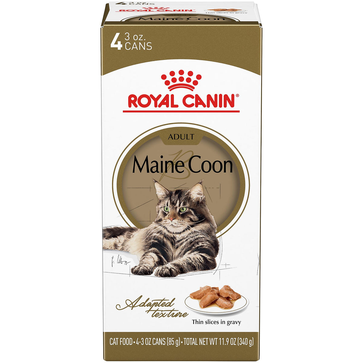 Royal Canin Maine Coon Breed Thin Slices In Gravy Adult Wet Cat Food, 3 Oz Can (4-Pack)