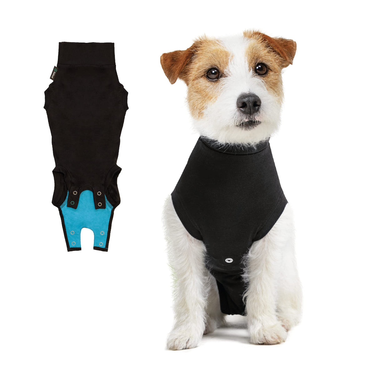 Suitical Recovery Suit For Dogs - Dog Surgery Recovery Suit With Clip-Up System - Breathable Fabric For Spay, Neuter, Skin Conditions, Incontinence - 33-42 Cm Neck To Tail - Xxs, Black