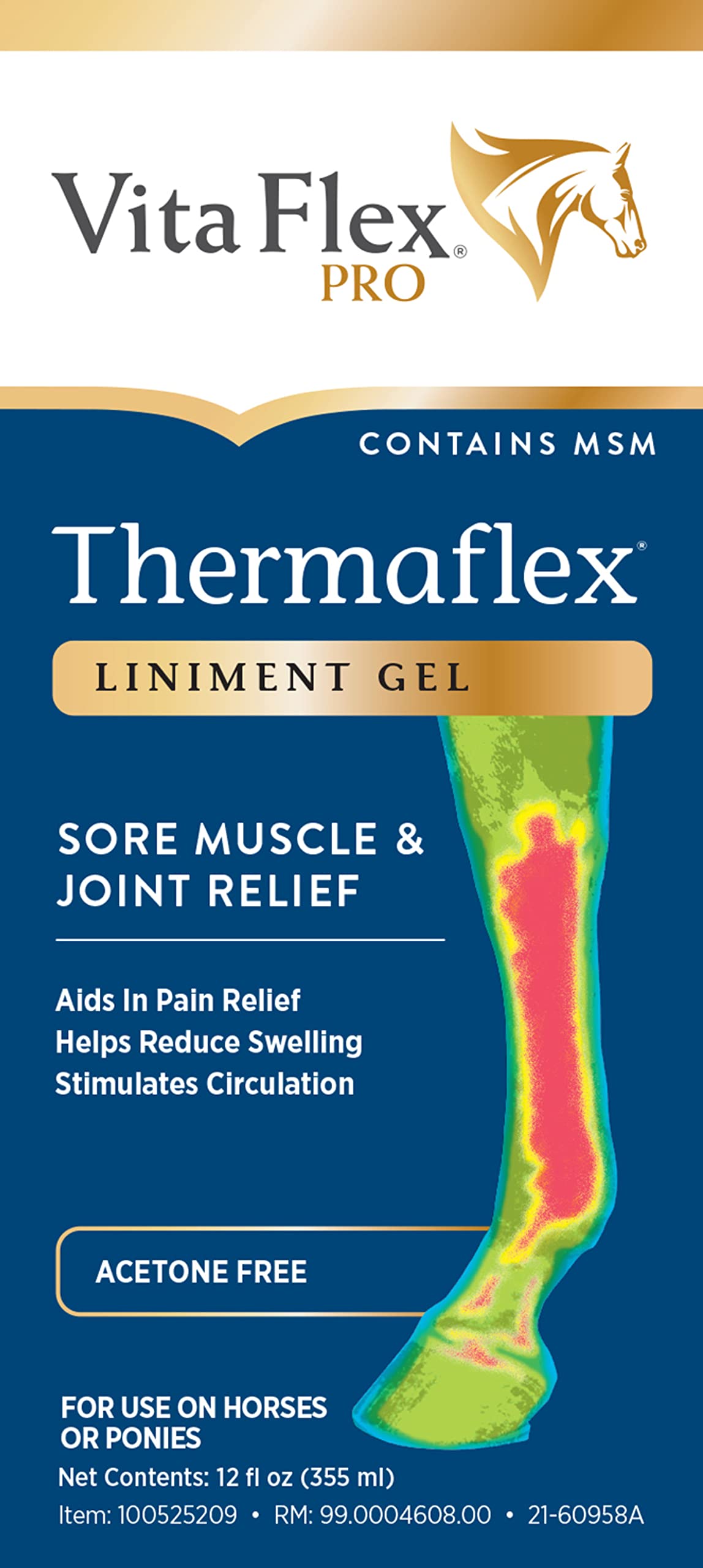 Vita Flex Thermaflex Liniment Gel for Horses - Sore Muscle & Joint Relief, 12 Ounce