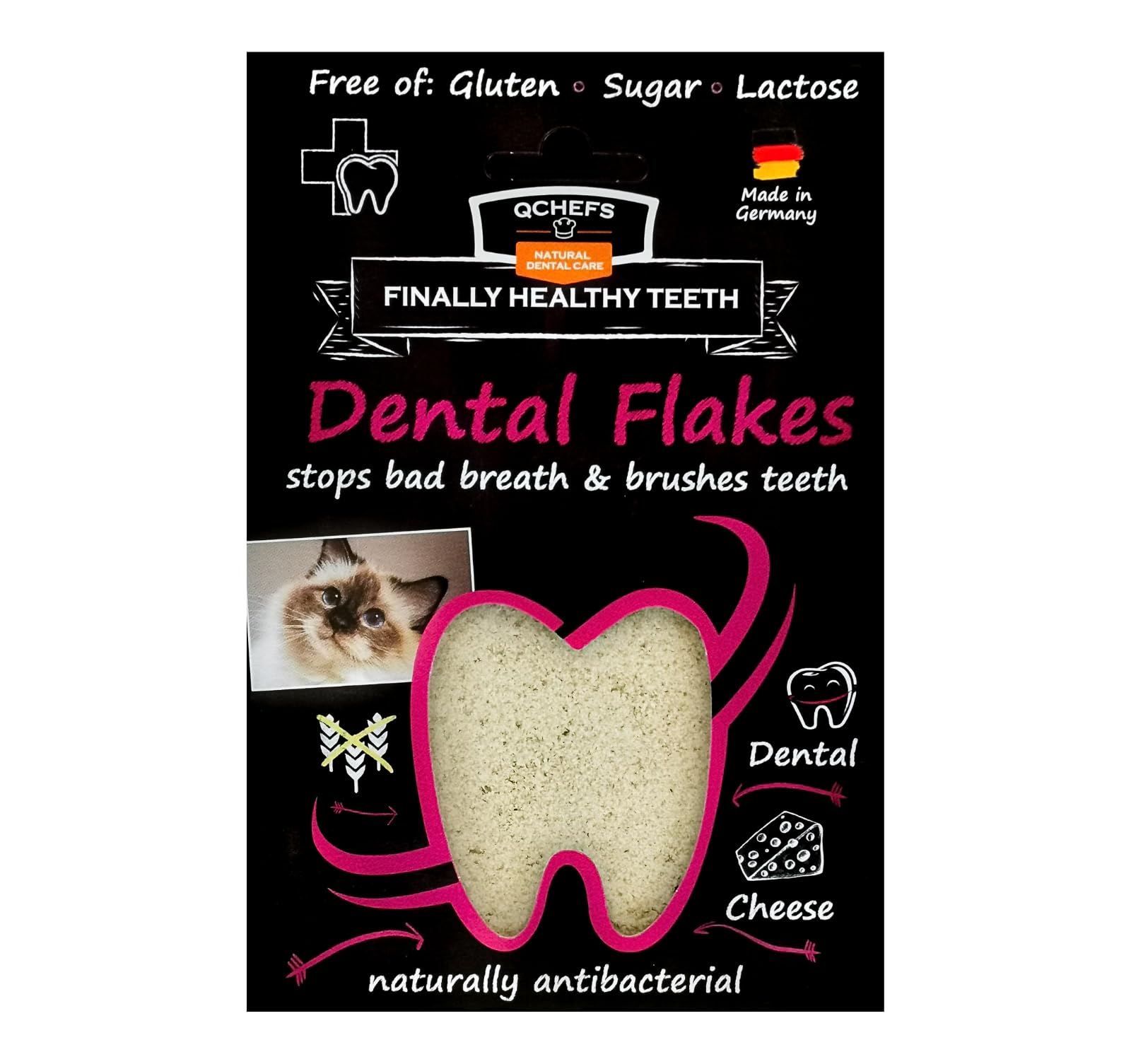 QCHEFS Dental Flakes for Cats - Two Month Supply* - Food Topper - After Meal Licking Treat, Oral Health Snack with Amino Acids.