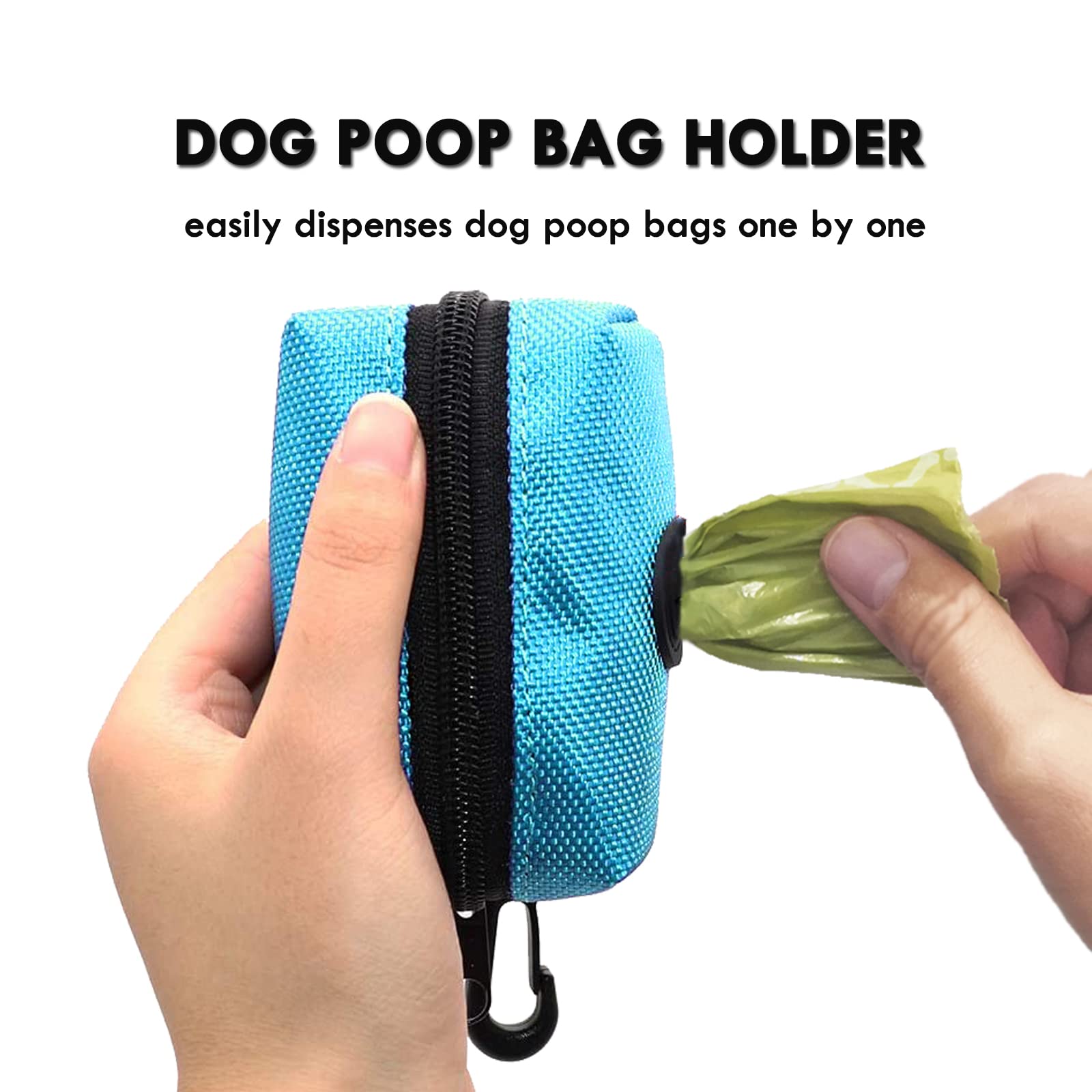 (2 Pack) Dog Poop Bag Holder For Leash Attachment - Waterproof Dispenser With Carabiner & 4 Pet Waste Bags, Hands-Free Design Fo