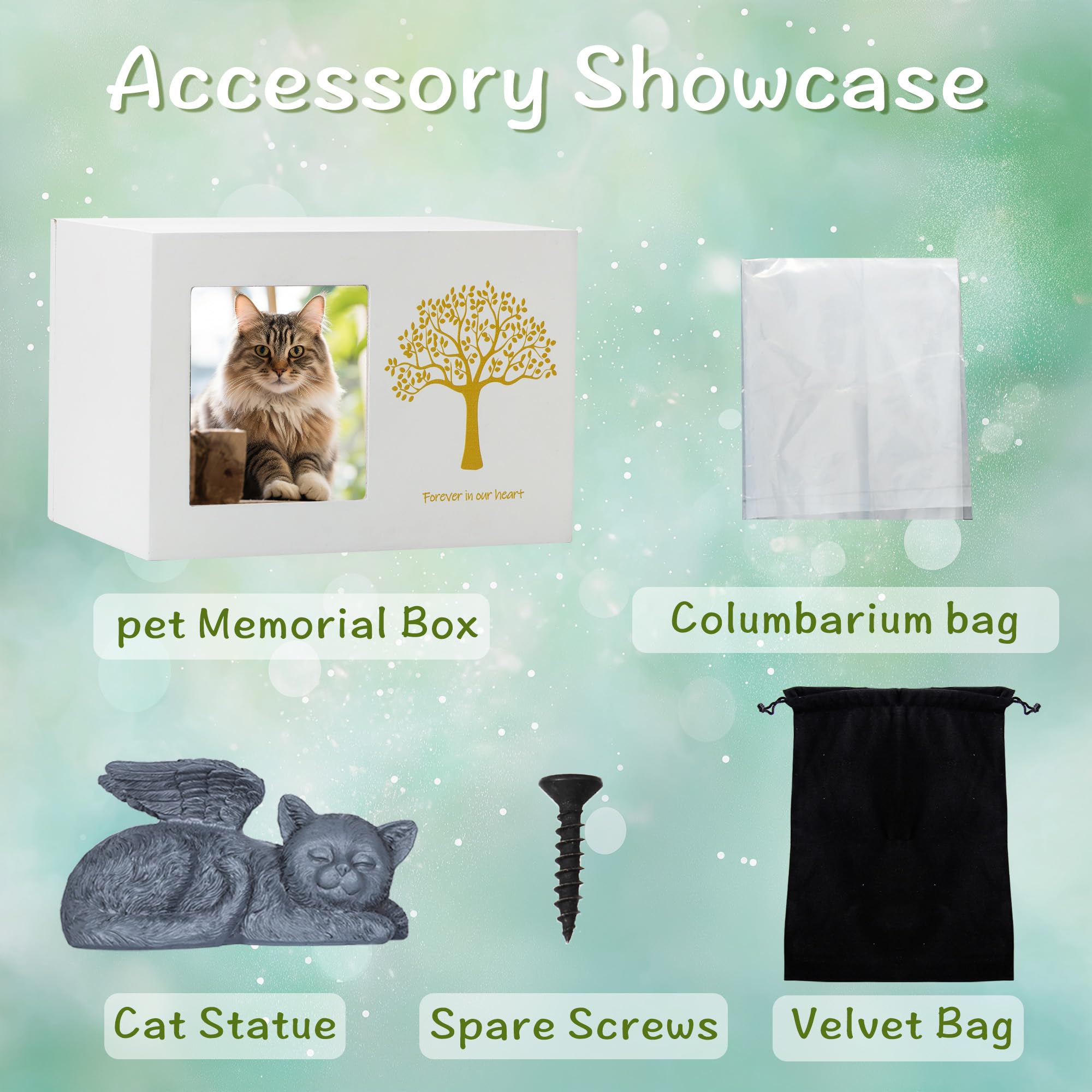 Didibirdi Pet Urn For Dog Ashes, Tree Pattern Wooden Keepsake With Photo Frame, Memory Box With Resin Animal Statue And Sealed S