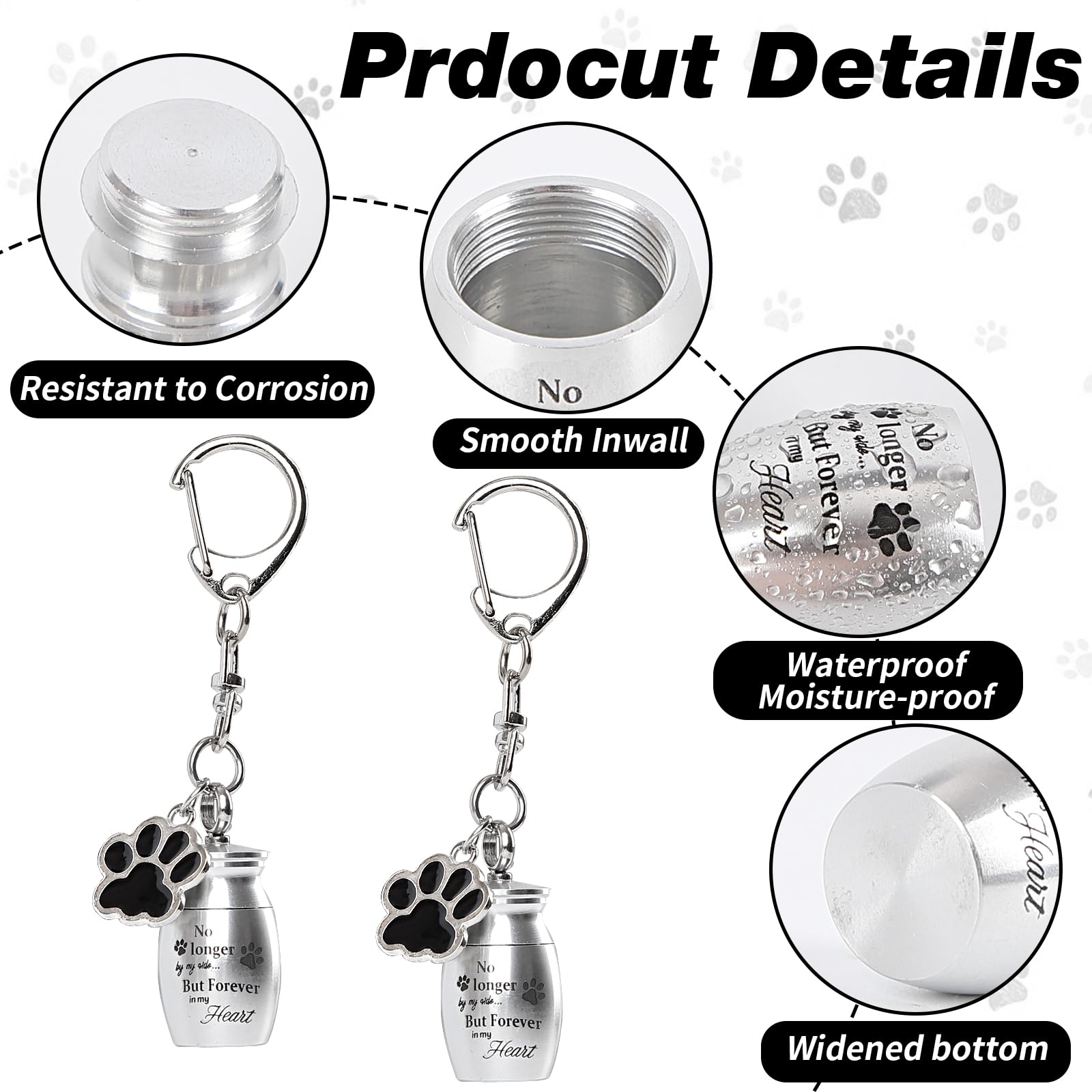 Diswale 2 Set Pet Cremation Jewelry For Ashes, Dog/Cat Urns Keychain, Heart Urn Necklace Memorial Keepsake For Ashes With Fillin