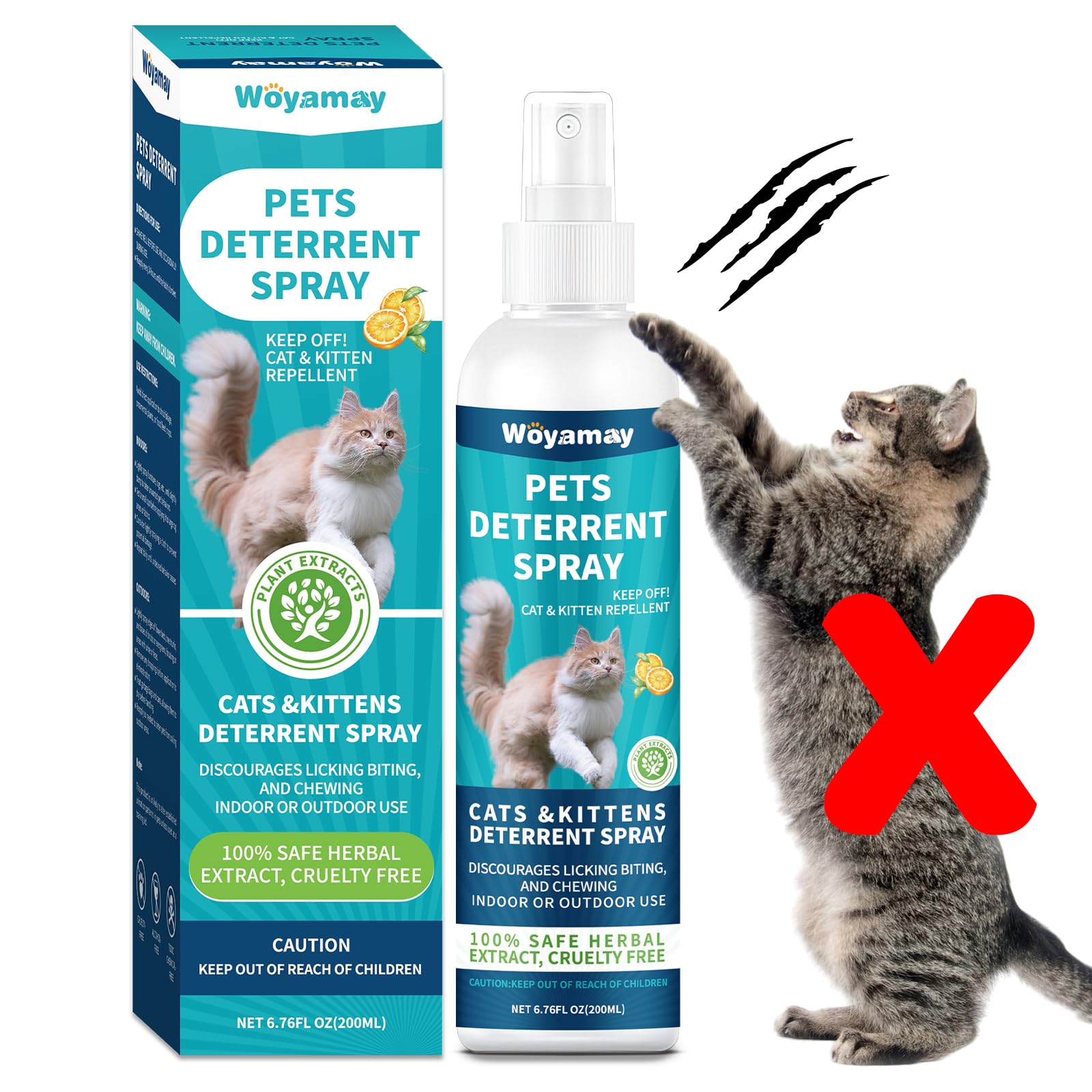 Woyamay Cat Deterrent Spray, Cat Scratch Deterrent for Furniture, Cat Repellent Spray to Keep Cats Away, Cat Repellent Spray for