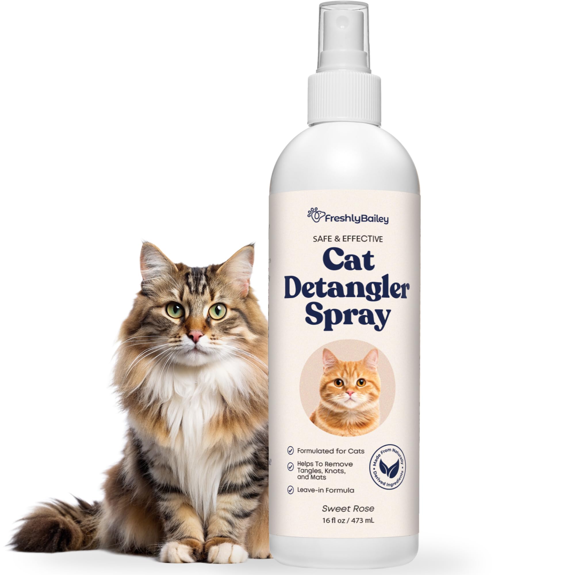 Freshly Bailey Cat Detangler Spray - Pet Detangling Spray For Cats - Natural Detangler & Leave In Conditioner Spray For Your Cat