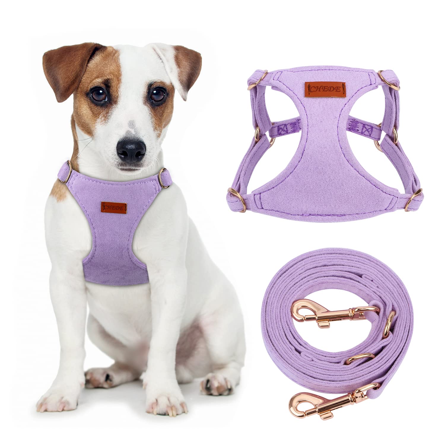 Chede No Pull Puppy Harness And Multifunction Dog Leash Set- 8 Colors Soft Adjustable No Choke Escape Proof Cute,Lightweight Pet Vest Harness For Small And Medium Dog (S, Purple)