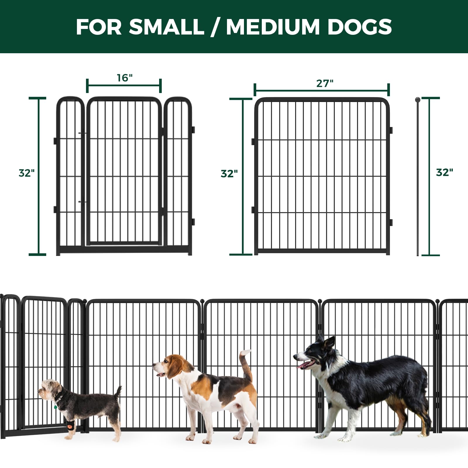 Fxw Homeplus Indoor Dog Playpen - Stress-Free And Safe Play, 32 Inch 6 Panels For Small And Medium Dogs, Black│Patented