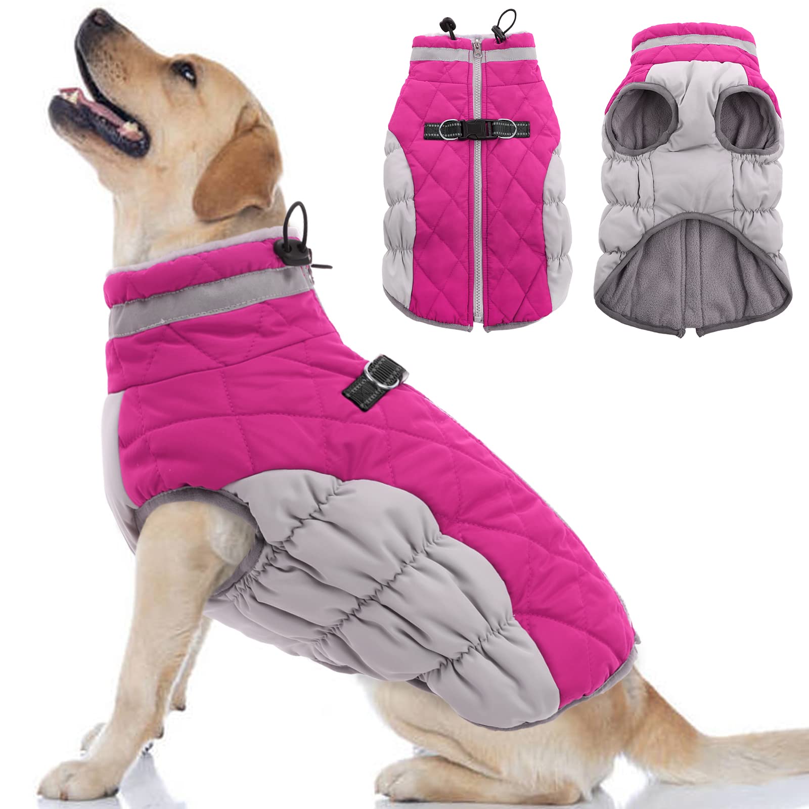 Ouobob Dog Coat, Dog Jackets For Large Dogs, Dog Winter Coat With Harness Built In, Dog Cold Weather Coats Waterproof, Reflectiv