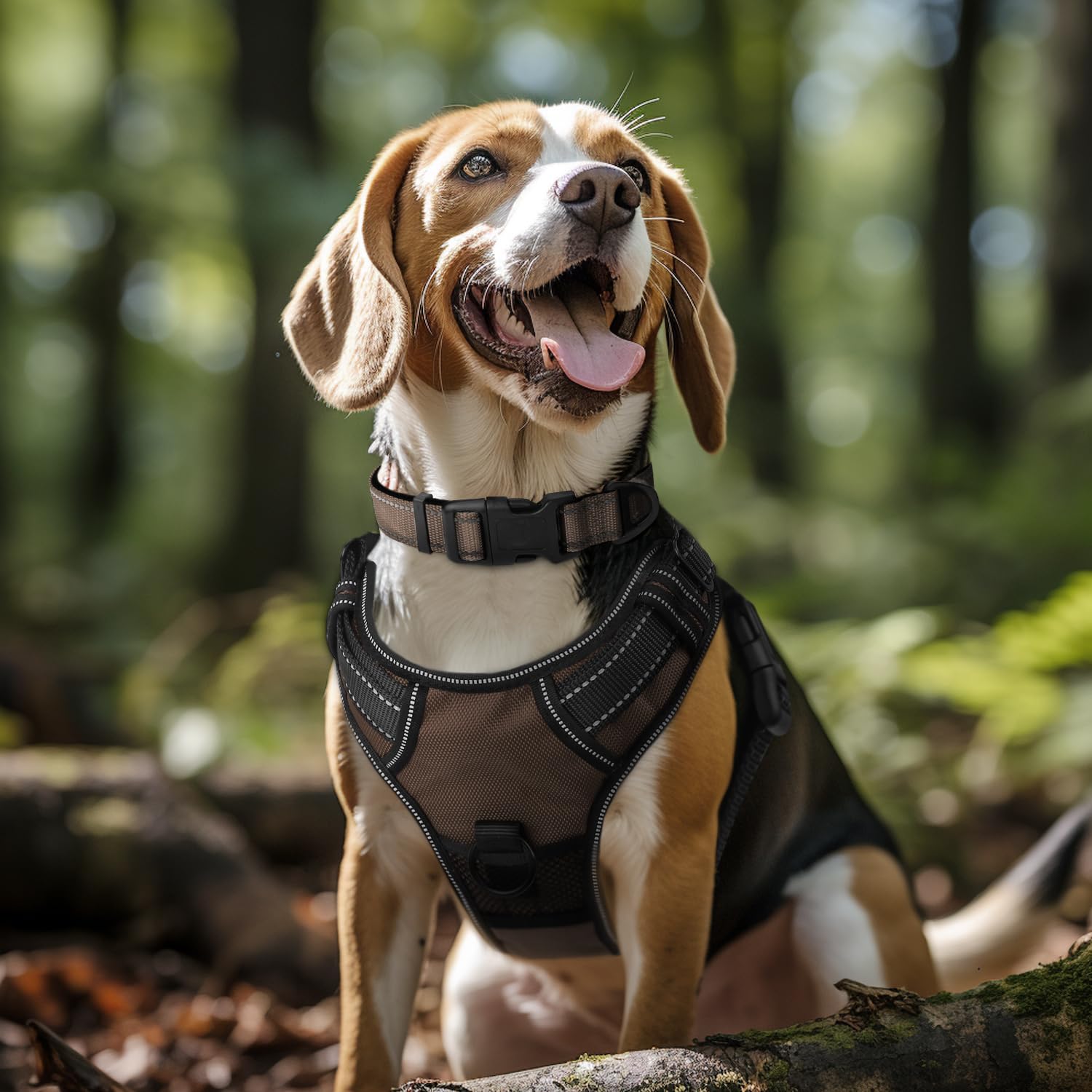 Joytale Reflective Dog Collar,Soft Neoprene Padded Nylon Pet Collar Adjustable For Extra Large Dogs,Brown,Xlarge