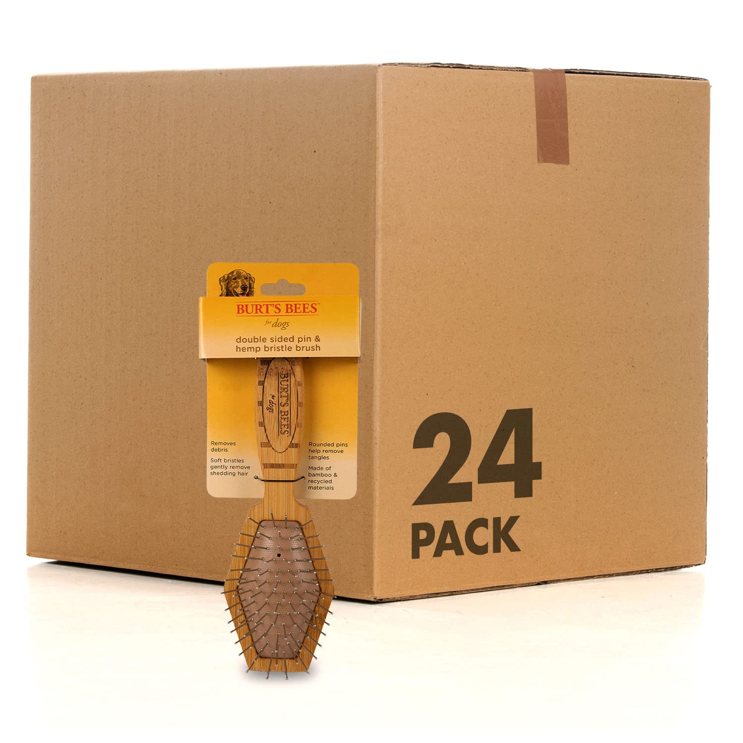Burt'S Bees For Pets Double Sided Pin Brush & Hemp Bristle Dog Brush | Best All-Purpose Dog Brush To Reduce Shedding | Easy To U