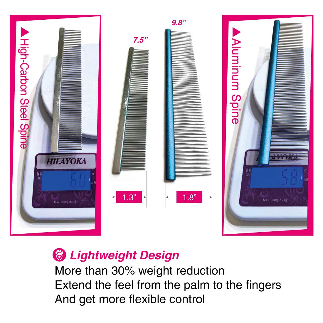 Claw Claws Greyhound Comb With Oval Handle For Dogs And Cats, Removing And Shedding Matted, Tangled Hair, Metal Comb With Stainl