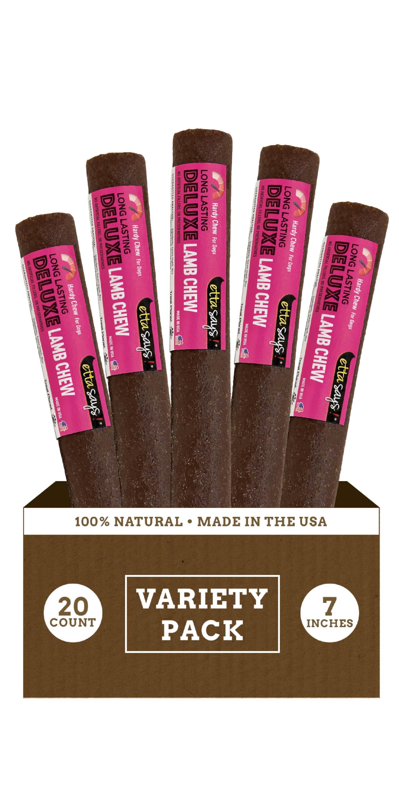 etta says! Deluxe Chews for Dogs - Lamb Dog Treats - Made and Sourced in The USA, Grain-Free, Easy to Digest, Wont Stain Carpet 