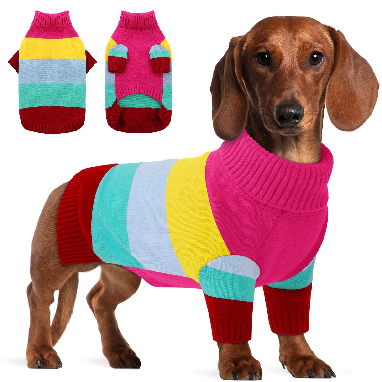 AOFITEE Small Dog Sweater, Warm Turtleneck Pullover for Girls Boys, Puppy Sweatshirt for Fall Winter, Stretchy for Yorkie, Chihu