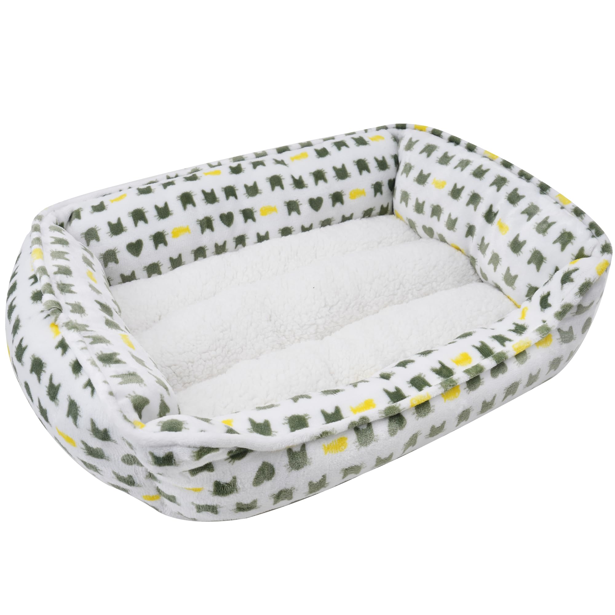 Aiwikide Dog Sofa Bed, Anti-Anxiety Puppy Cuddler Bed For Puppy Dog & Cat, Rectangle Washable Bed With Grey Mattress, Extra Smal