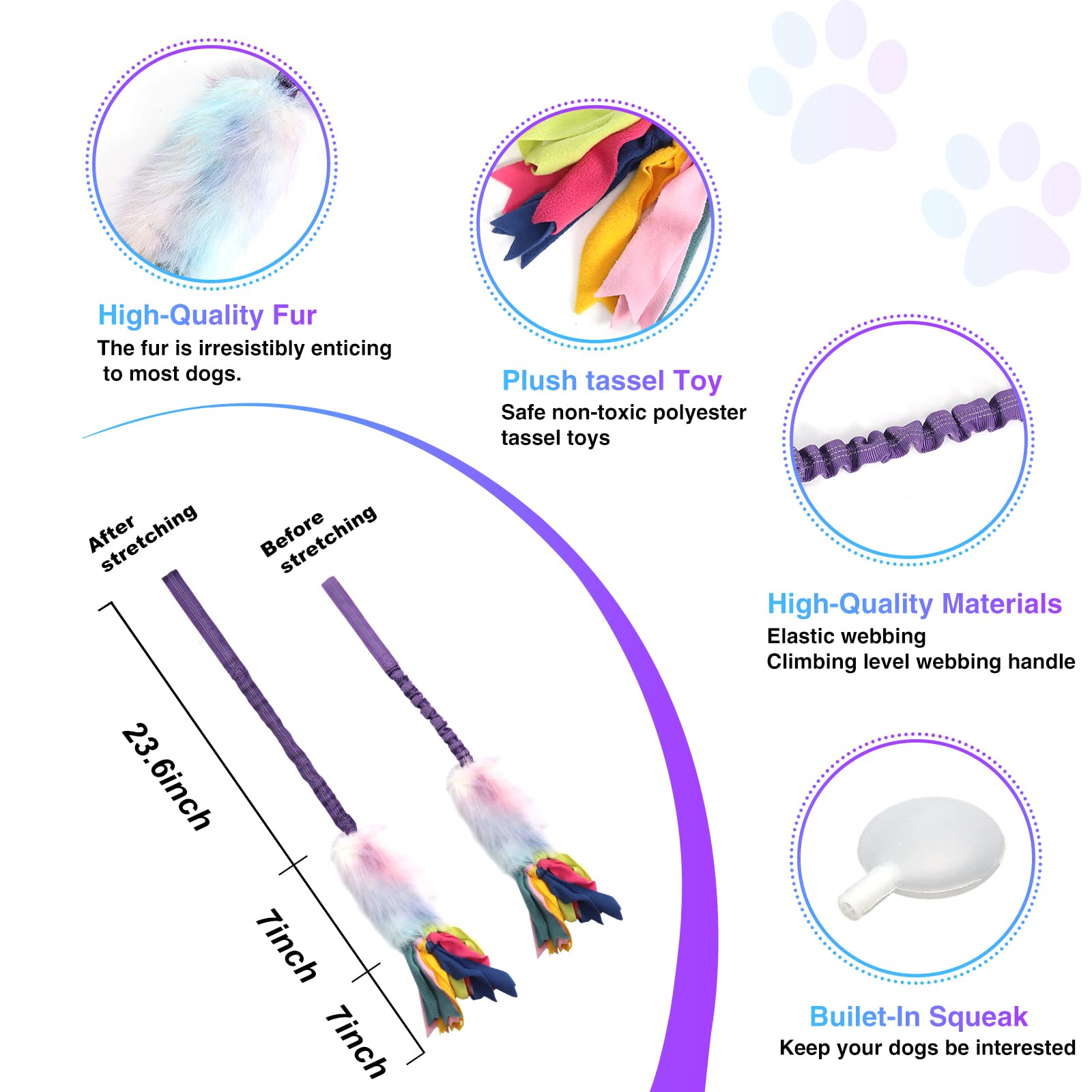 Dog Rope Toys, Nearly Indestructible Dog Rope Toys With Strong Squeak- Ideal Tug Of War Interactive Dog Training Toy, Dental Cle