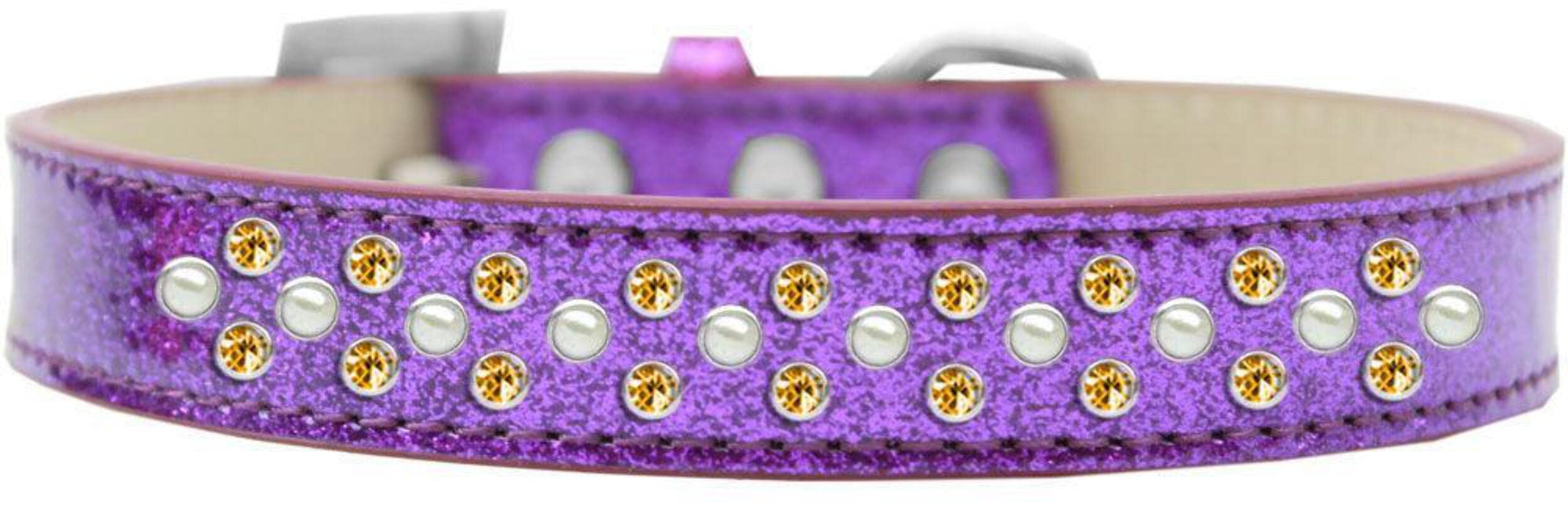 Mirage Pet Products Sprinkles Ice Cream Dog Collar with Pearl and Yellow Crystals, Size 16, Blue