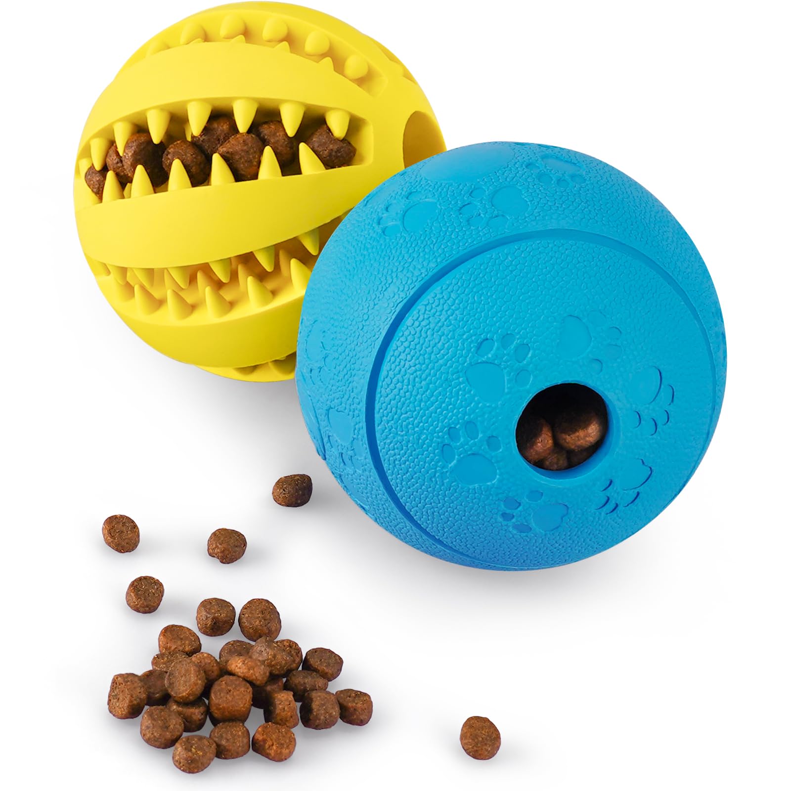 HIPPIH Dog Puzzle Toys 2 Pack, Dog Enrichment Toys for Large Dogs & Small Dogs, Puppy Balls for Treat Dispensing, Durable Balls 