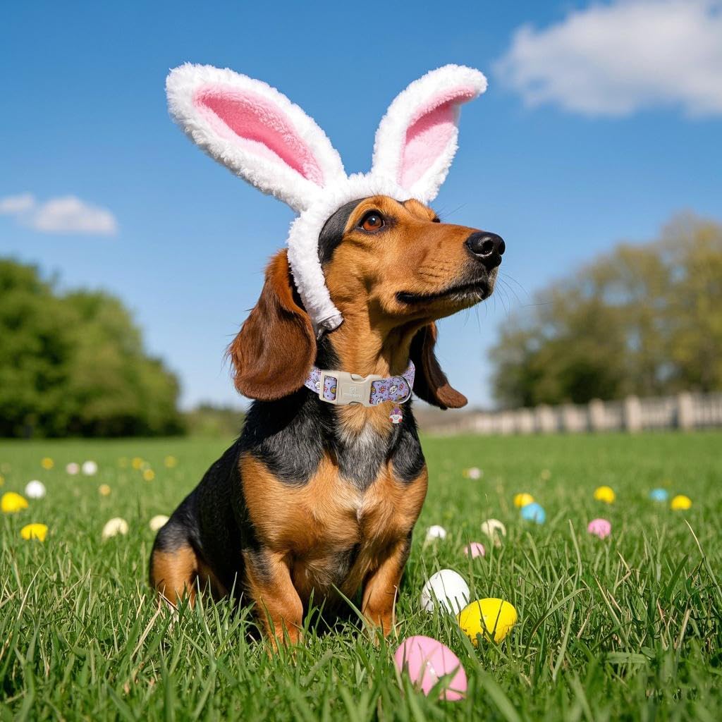 Maca Bates Easter Day Dog Collar Egg And Bunny Dogs Collars Soft Durable Cute Adjustable Purple Eggs Collor Easters Rabbit Gift