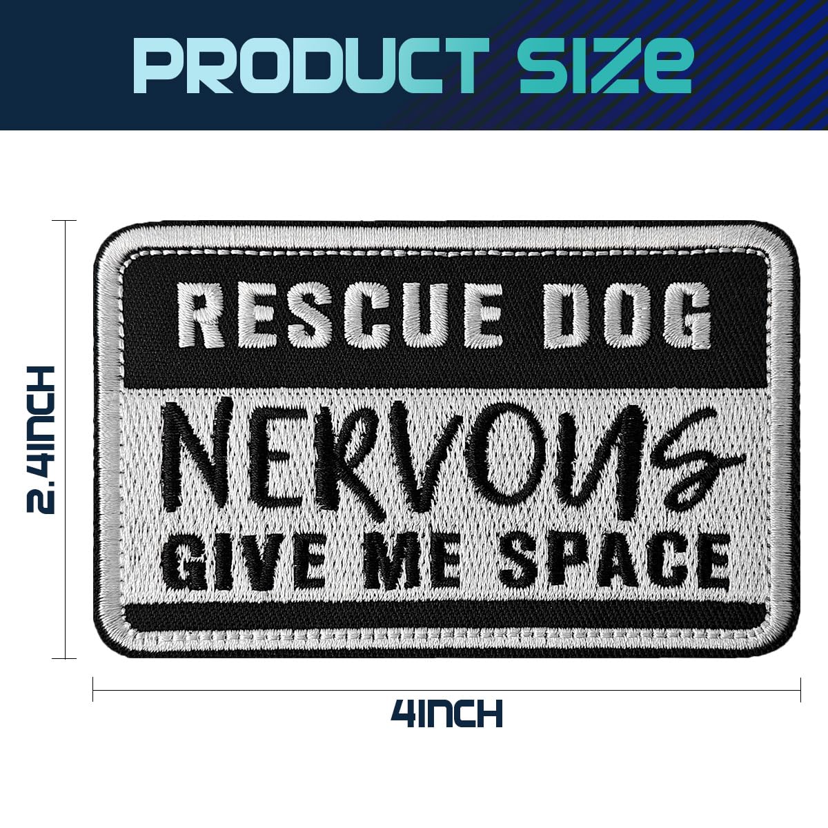 TACVEL 2 Pieces Rescue Dog Nervous Give Me Space Dog Patches, Service Dog Patches with Hook Backing for Service Animal Vests, Ha