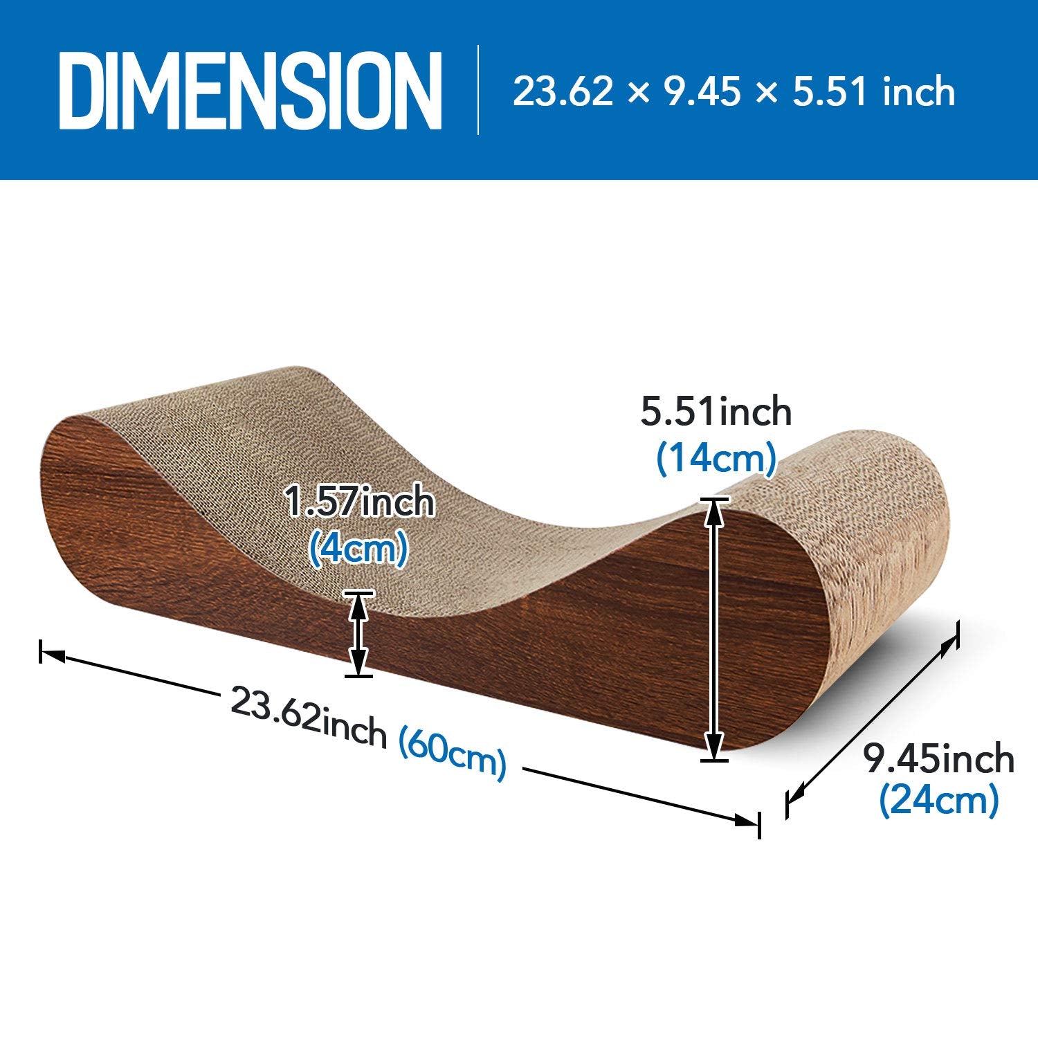Fluffydream Cat Scratcher Cardboard, Scratching Pad House Bed Furniture Protector, Infinity Shape, Curved (Wood, Bone)