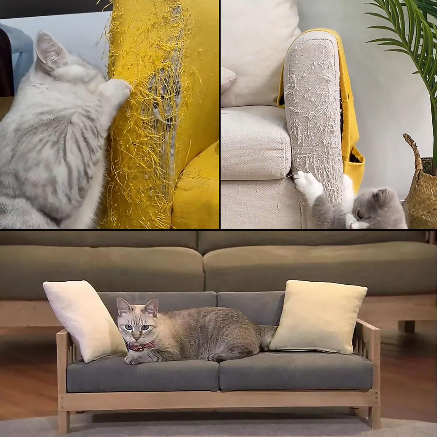 Chuangseed Anti Cat Scratch Tape, 4' X 30Yds, Transparent, Double Sided, Furniture Protector, Pet Safe, Easy Installation, One Year Warranty