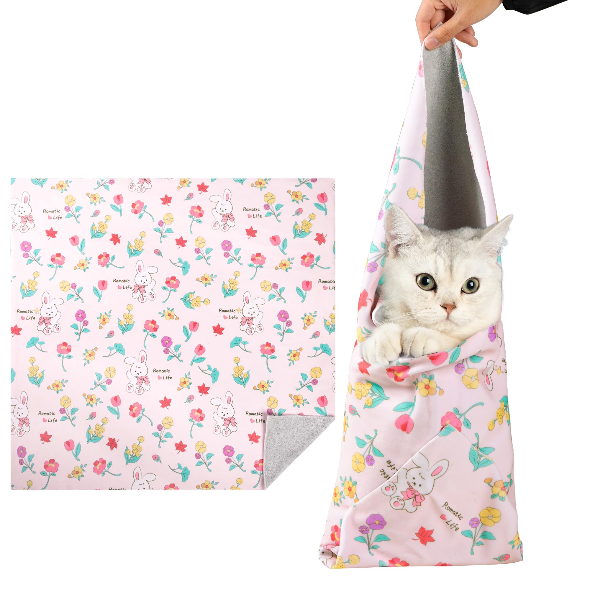 Poochies Sprouts Cat Grooming Wrap, Anti-Escape Cat Wrap For Grooming, Not Easy To Break Free, Self-Adhesive Cat Swaddle Wrap Fo