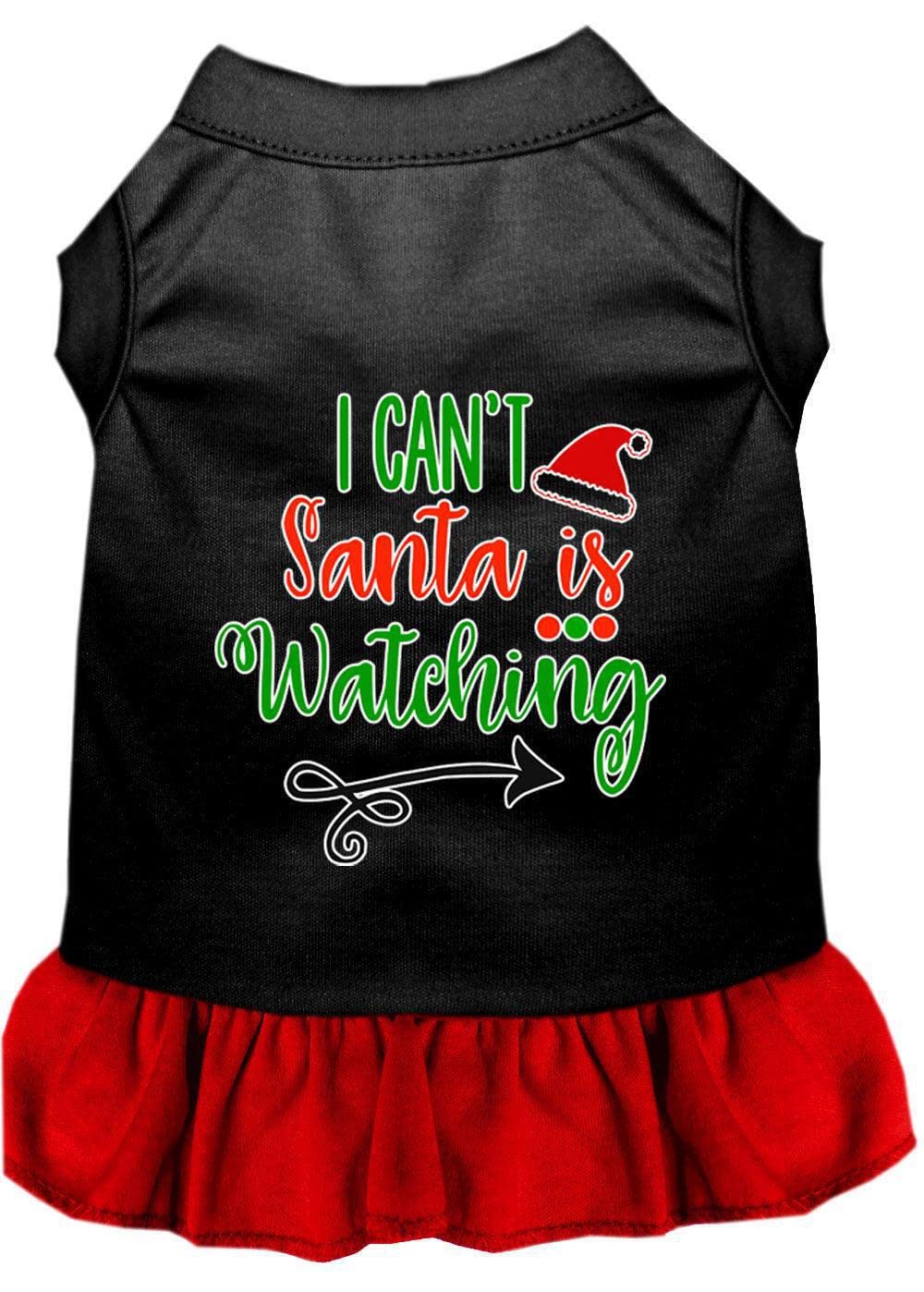 Christmas Pet Dog & Cat Dress Screen Printed, &quot;I Can't, Santa Is Watching&quot; Red 3XL (25-35 lbs.)