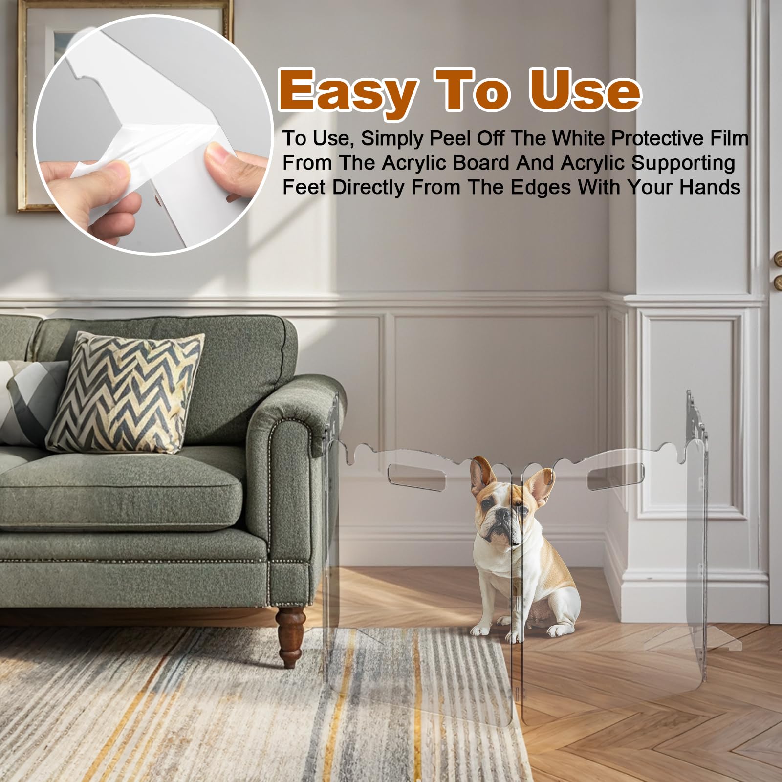 Clear Acrylic Pet Dog Gate - Folding Transparent Gates for Small Dogs Pets - Freestanding Foldable Tall Puppy Doggy Fence Door f