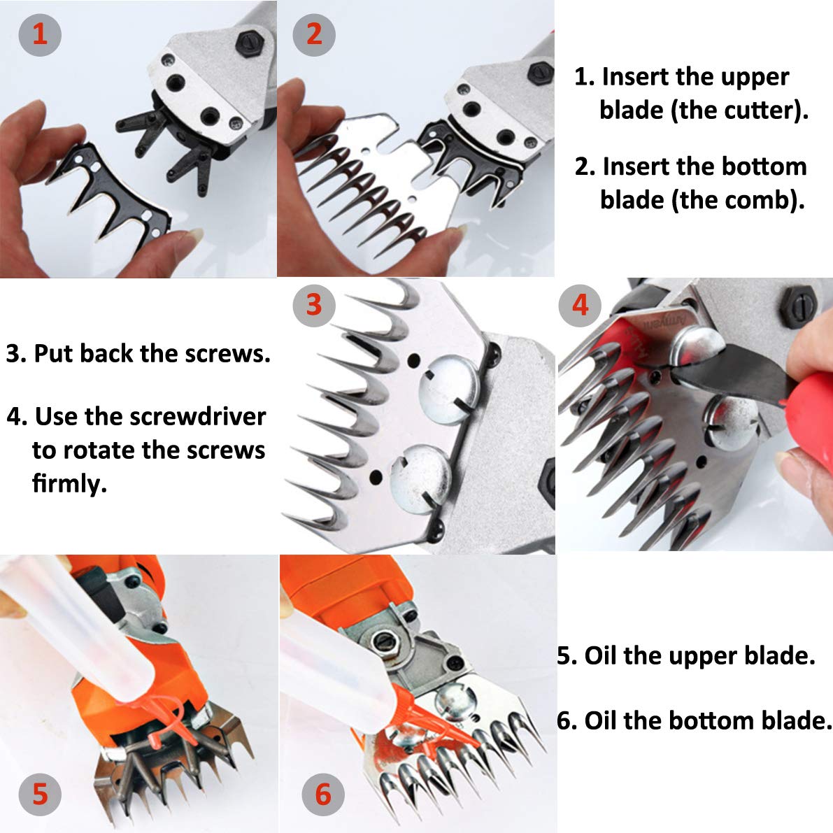 Takekit Sheep Shears Wool Clippers Universal Replacement Blades, Shearing Comb And Cutter Blade Set, Stainless Steel Straight 13-Teeth