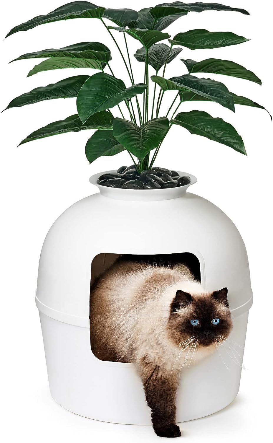 Secret Litter Box By Bundle & Bliss - Hidden Litter Box Enclosure, Patented Design With Odor Control, Includes Faux Plant, Carbo