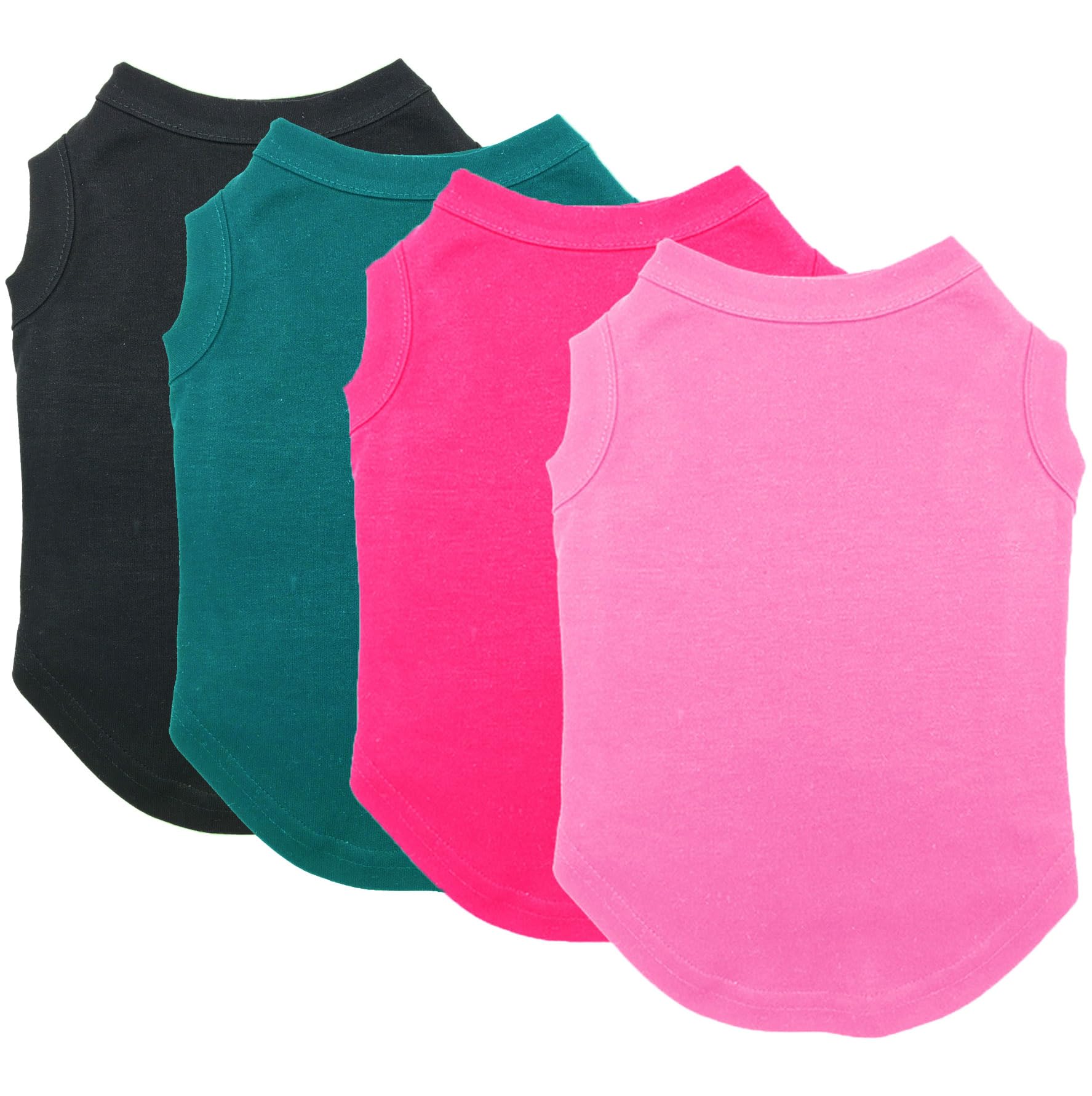 Chol&Vivi Plain Dog Shirt, 4Pcs Blank Cotton Shirt Fit For Extra Small To Extra Large Size Dogs, Sleeveless Apparel Soft And Lig