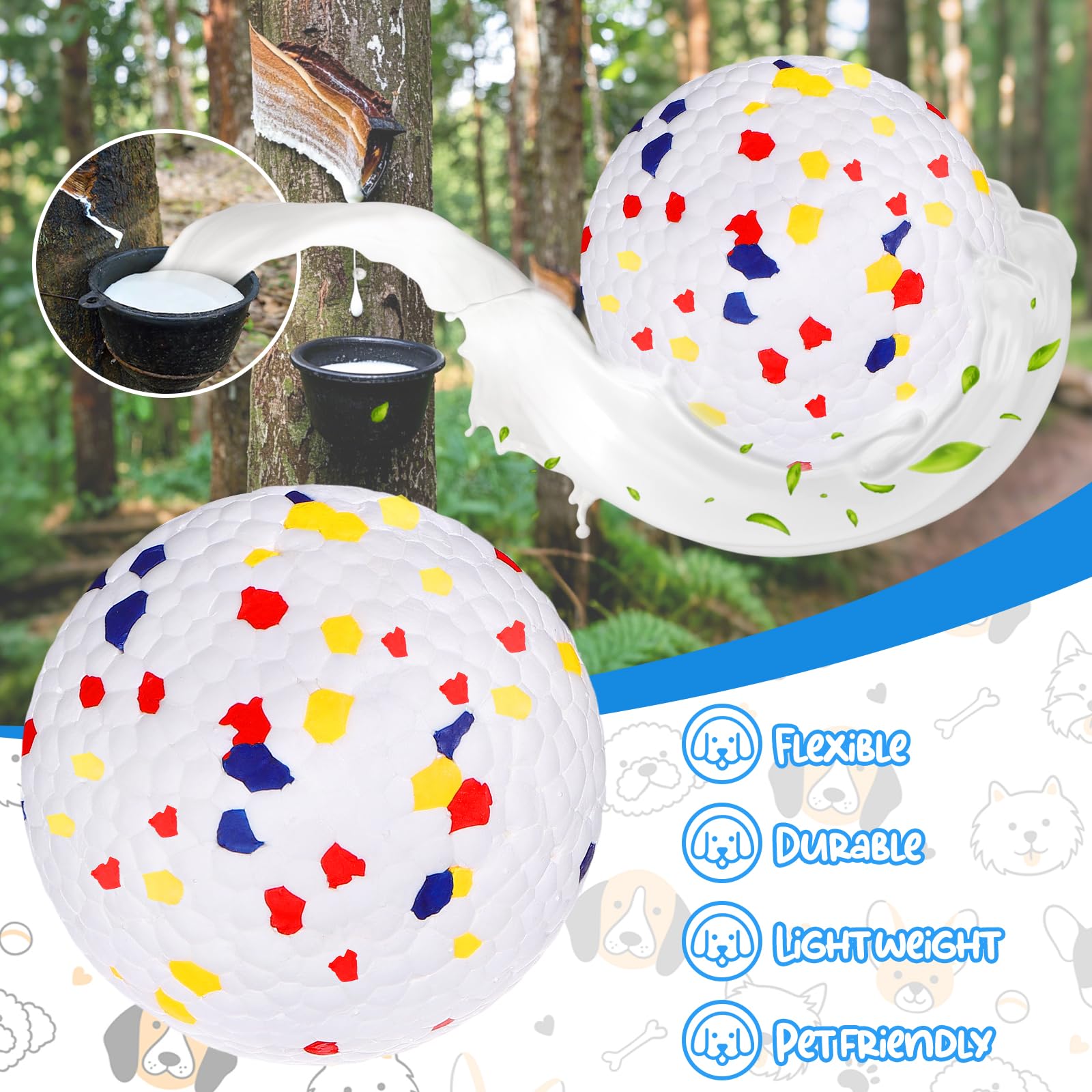 Baborui Dog Balls, Durable Floating Dog Toy Balls For Aggressive Chewers, Indestructible Fetch Ball For Large Medium Small Dogs,