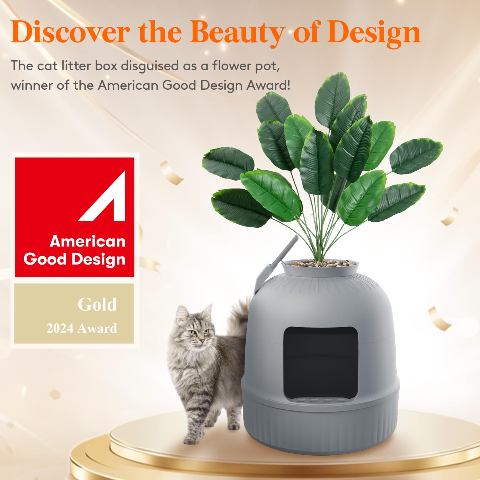 Lifewit Litter Box With Faux Plant & Scoop For Large Cat, Hidden Corner Enclosure Litter Tray With Odor Control & Carbon Filter