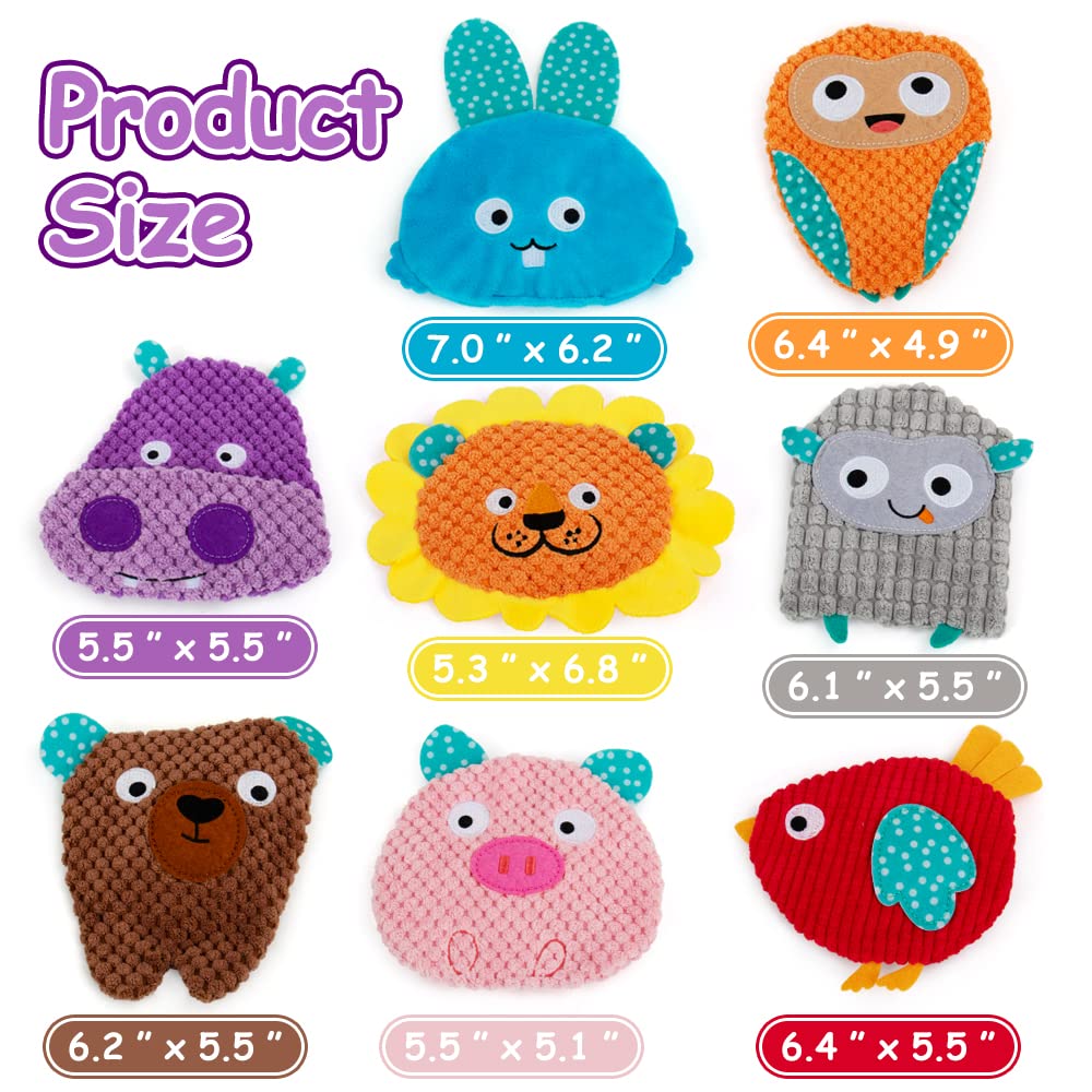 Awoof No Stuffing Dog Toys - 8 Pack Squeaky And Crinkle Plush Toys For Small Medium Dogs, Durable For Aggressive Chewers, Cute P