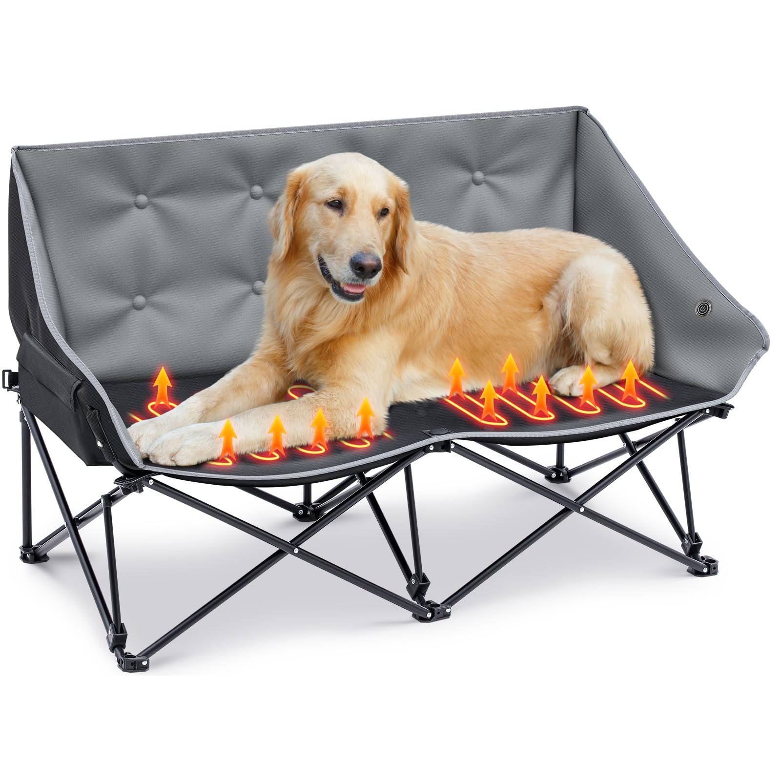 Heated Portable Dog Camping Chairs for Dogs, Foldable Dog Pet Cot for Outdoor with Seat Heating, Heated Folding Chair, Supports 