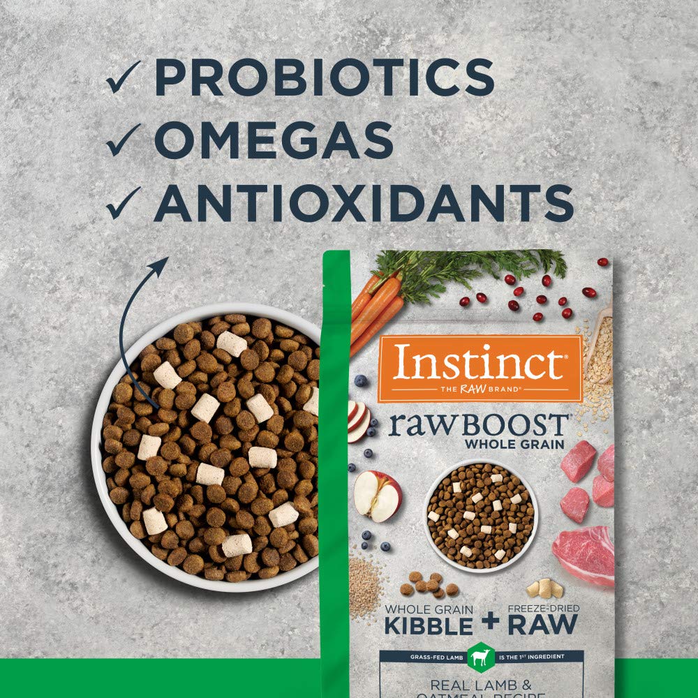 Instinct Raw Boost, Natural Dry Dog Food with Freeze Dried Pieces, High Protein, Whole Grain Recipe - Real Lamb & Oatmeal, 4.5 l